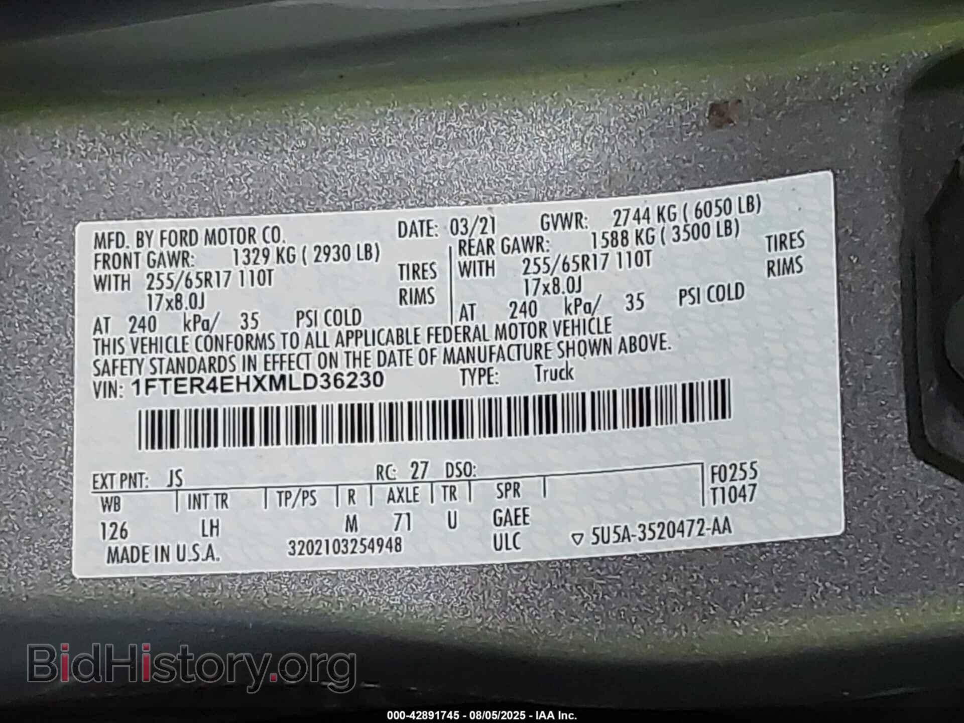 2021 FORD RANGER - VIN: 1FTER4EHXMLD36230 - Фото 9