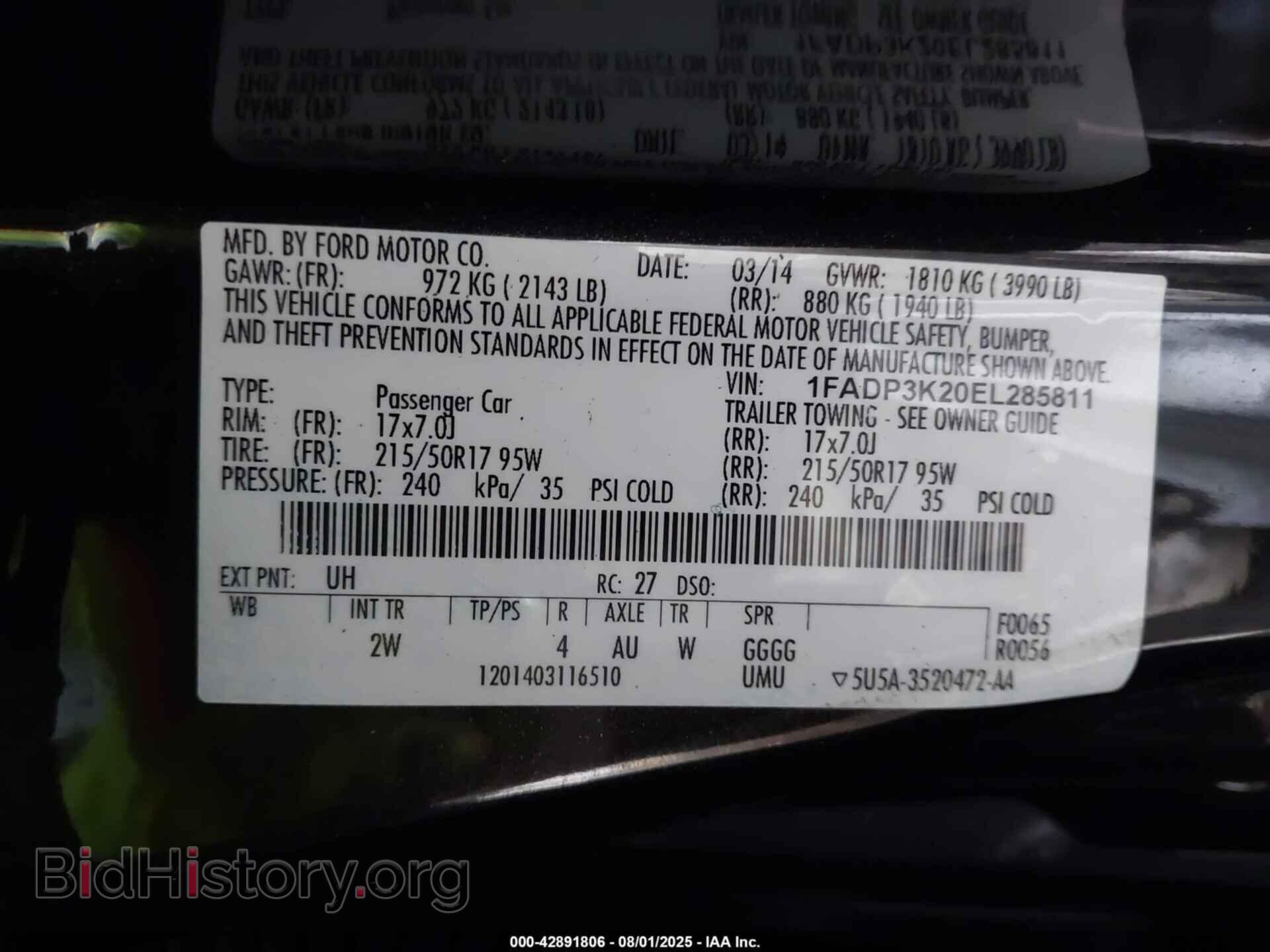 2014 FORD FOCUS - VIN: 1FADP3K20EL285811 - Фото 9
