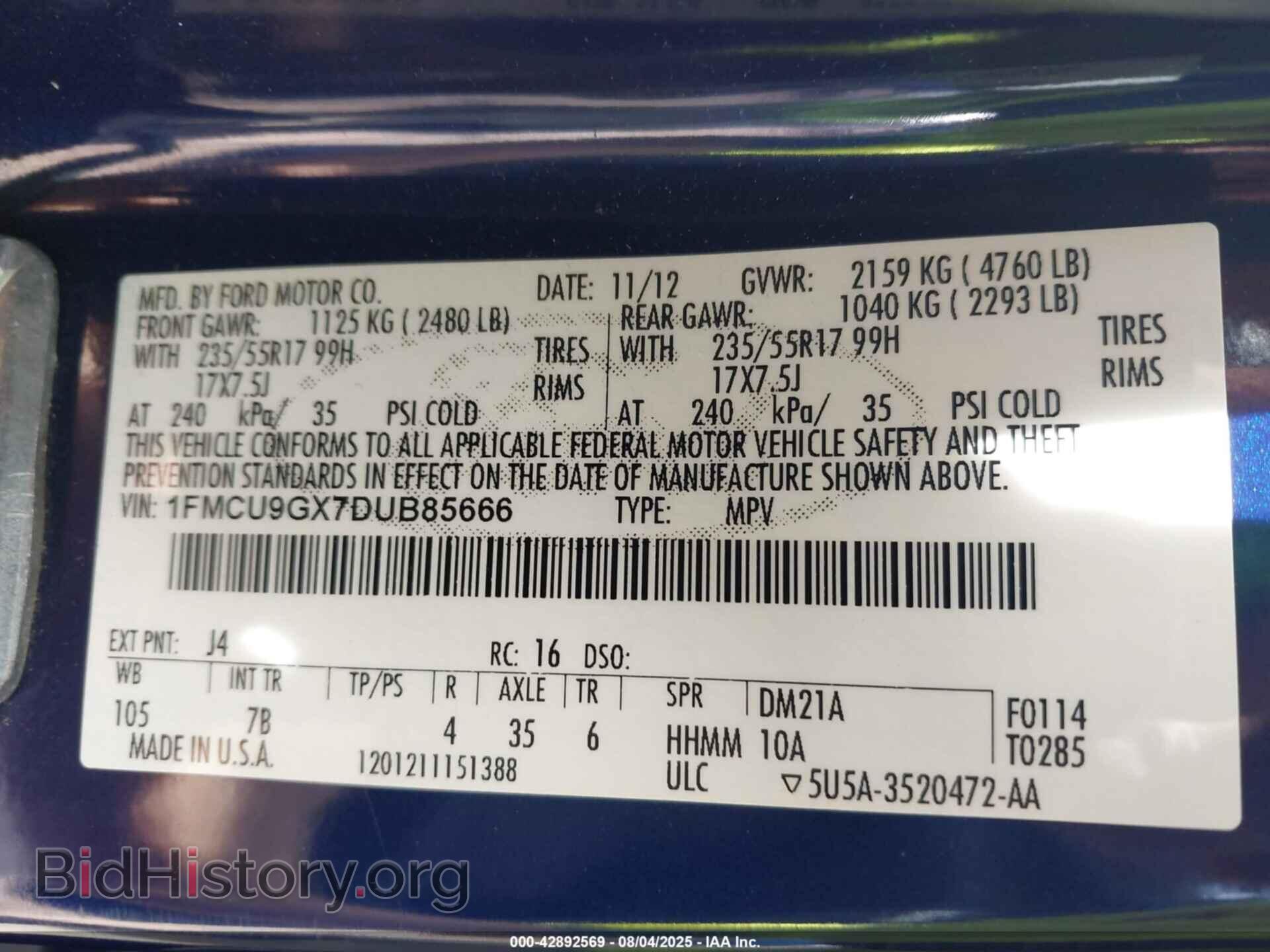 2013 FORD ESCAPE - VIN: 1FMCU9GX7DUB85666 - Фото 9