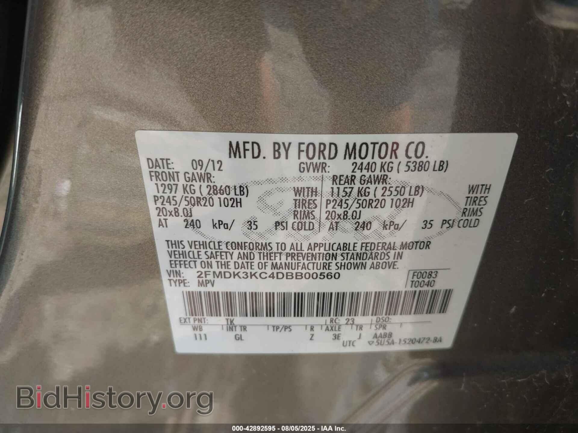 2013 FORD EDGE - VIN: 2FMDK3KC4DBB00560 - Фото 9
