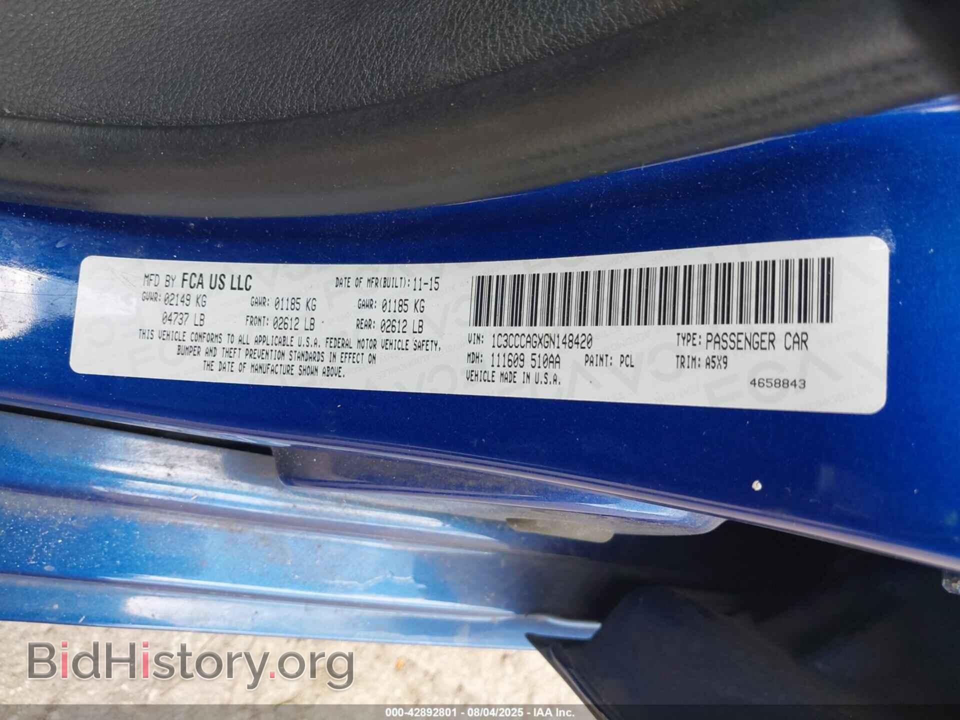 2016 CHRYSLER 200 - VIN: 1C3CCCAGXGN148420 - Фото 9