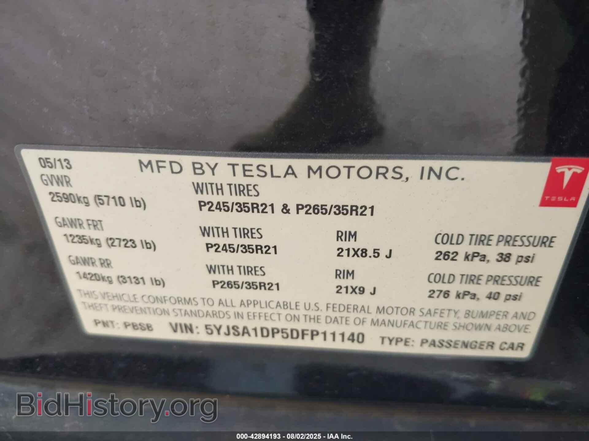 2013 TESLA MODEL S - VIN: 5YJSA1DP5DFP11140 - Photo 9