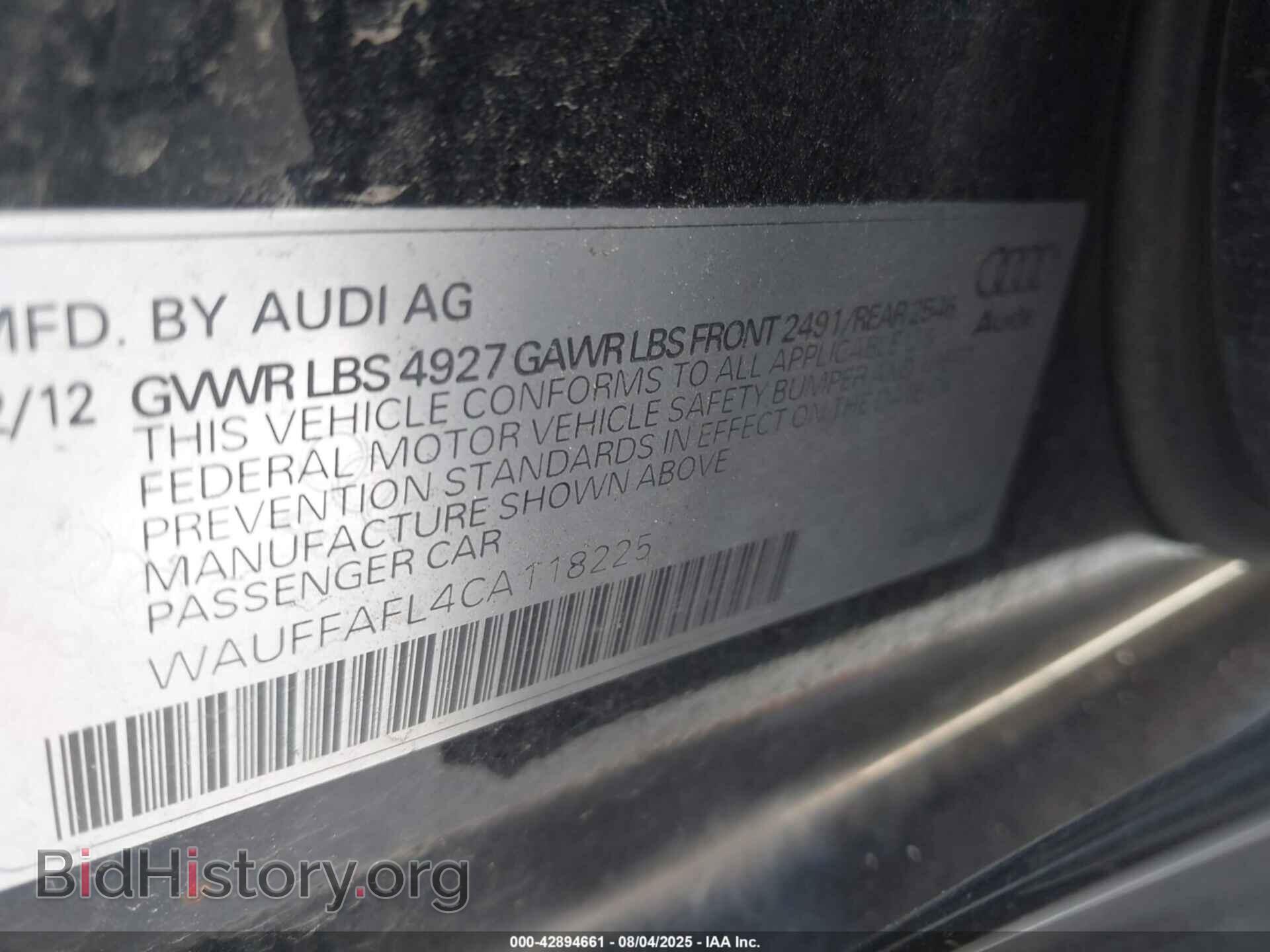 2012 AUDI A4 - VIN: WAUFFAFL4CA118225 - Photo 9