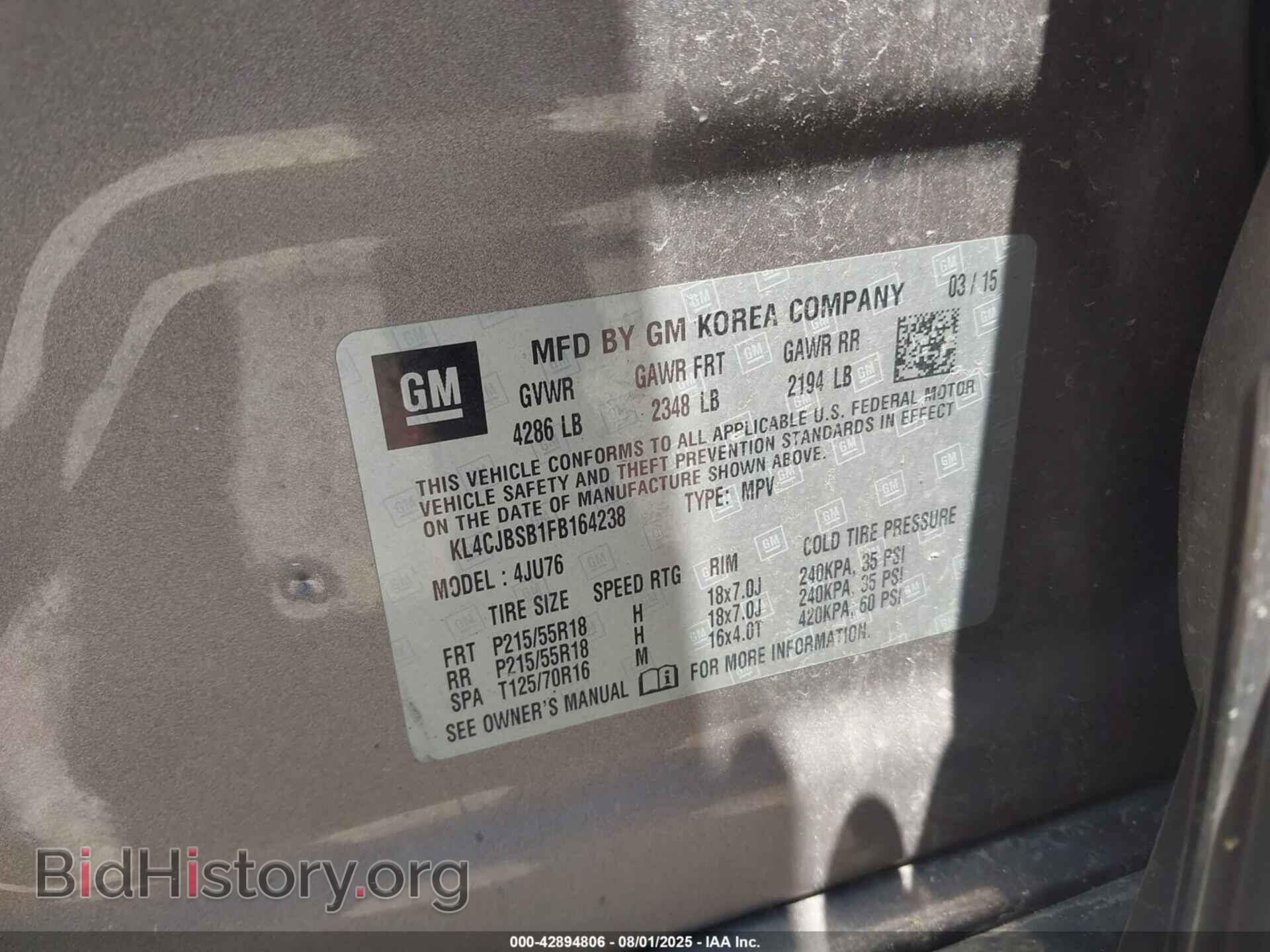 2015 BUICK ENCORE - VIN: KL4CJBSB1FB164238 - Photo 9