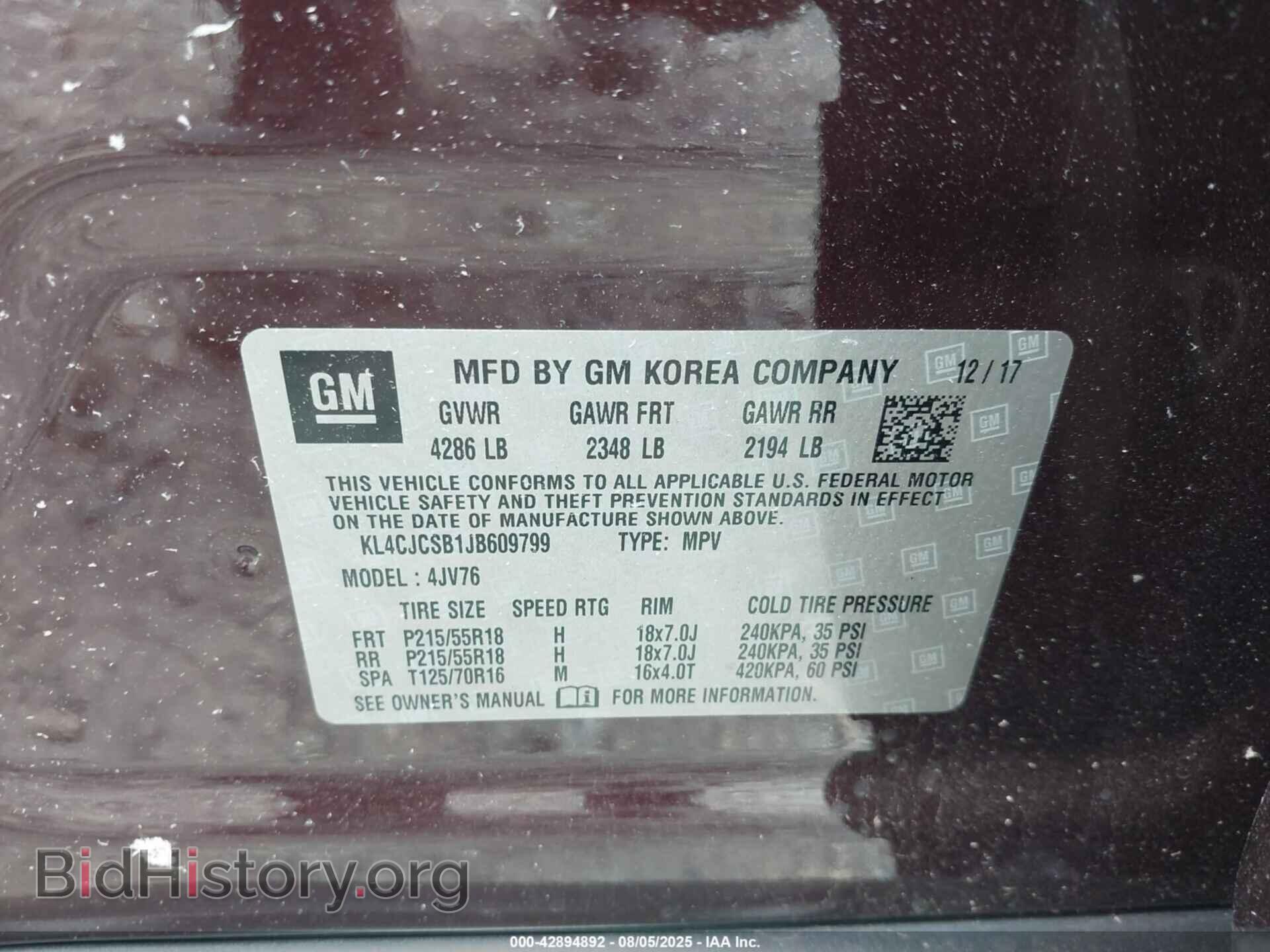 2018 BUICK ENCORE - VIN: KL4CJCSB1JB609799 - Фото 9