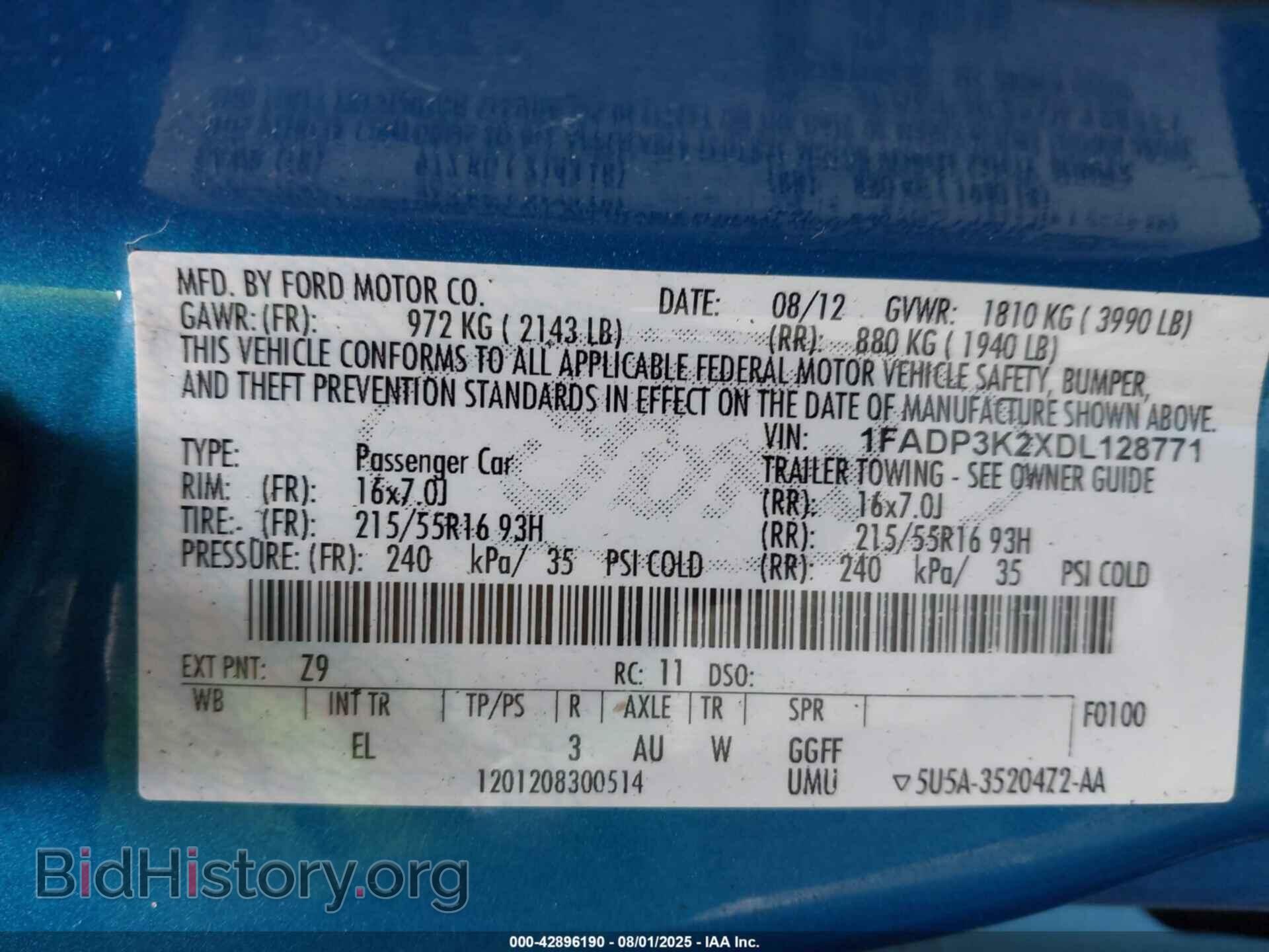 2013 FORD FOCUS - VIN: 1FADP3K2XDL128771 - Фото 9