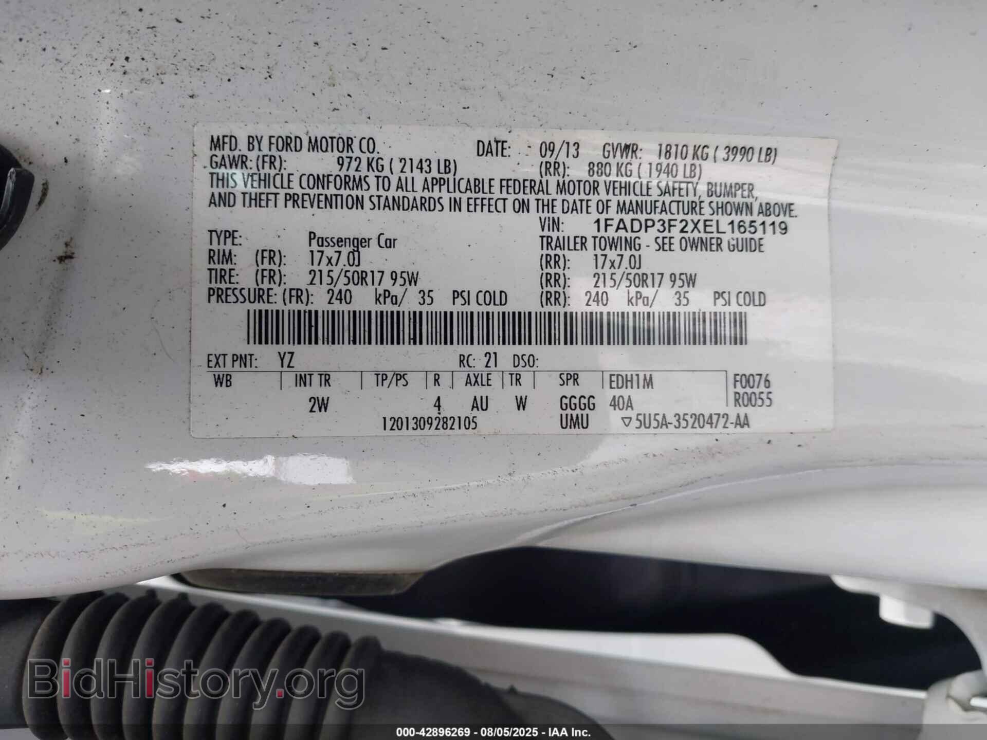 2014 FORD FOCUS - VIN: 1FADP3F2XEL165119 - Фото 9