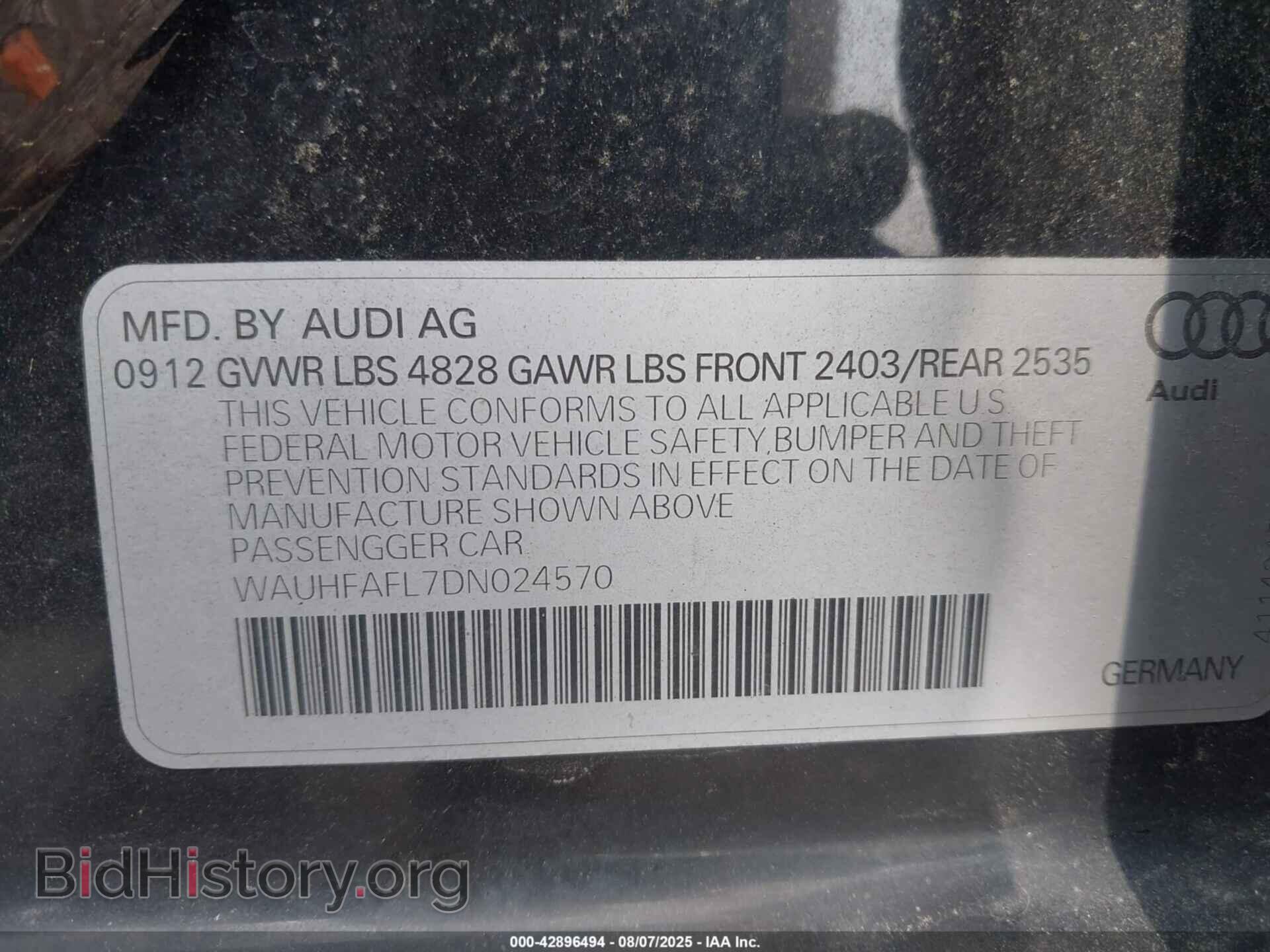 2013 AUDI A4 - VIN: WAUHFAFL7DN024570 - Фото 9