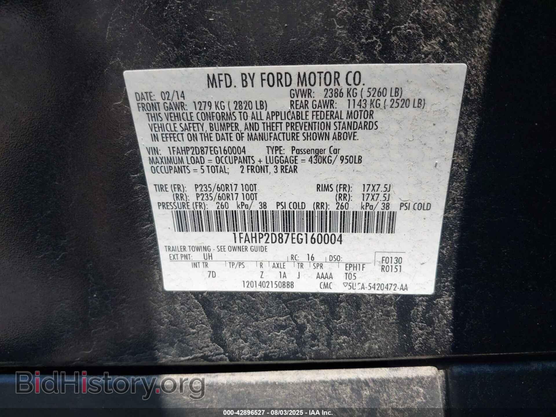 2014 FORD TAURUS - VIN: 1FAHP2D87EG160004 - Photo 9