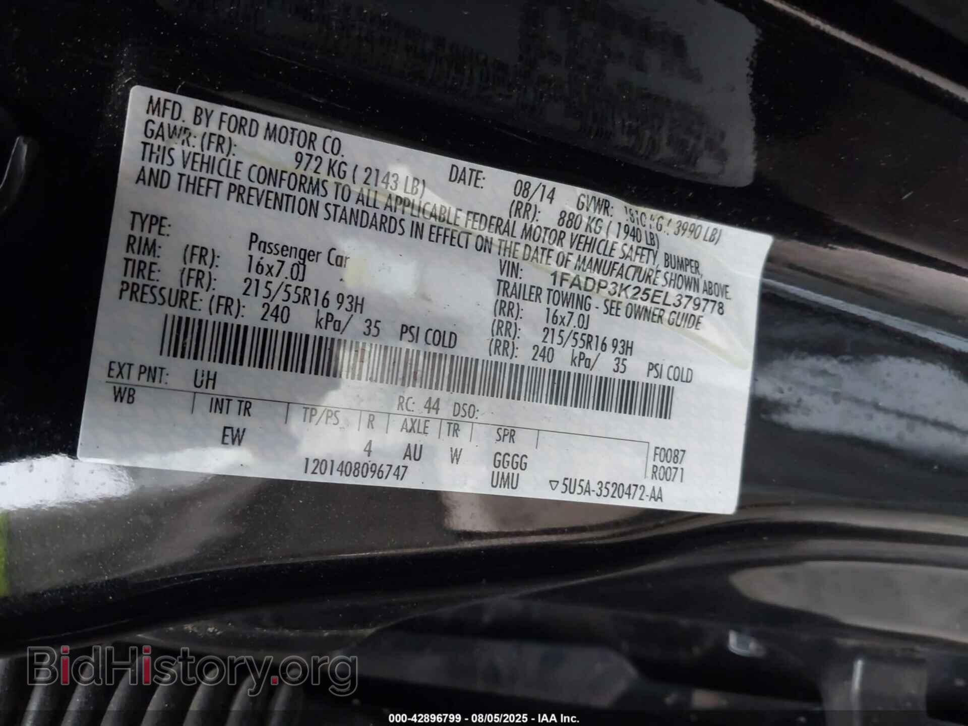 2014 FORD FOCUS - VIN: 1FADP3K25EL379778 - Фото 9