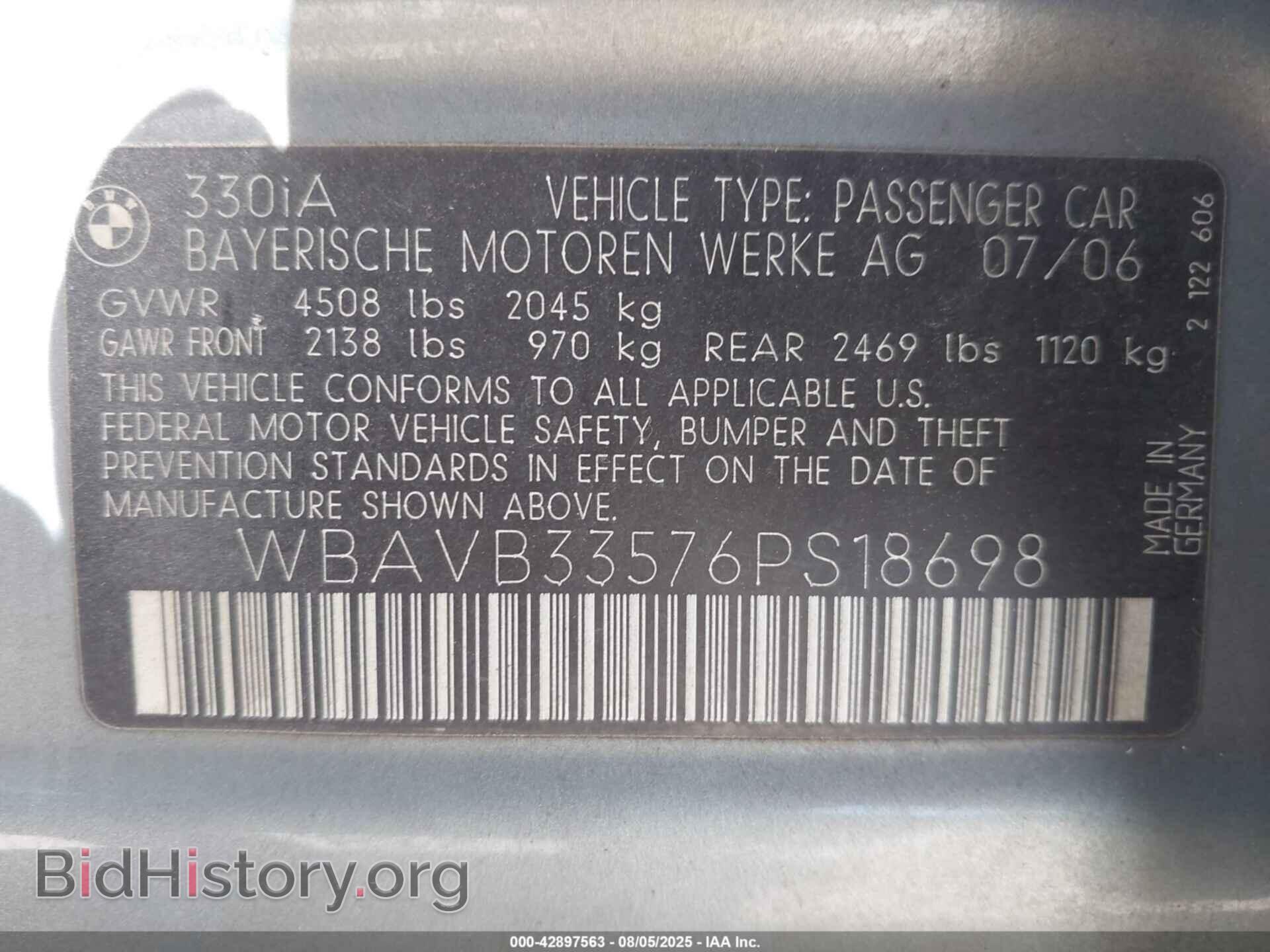 2006 BMW 330I - VIN: WBAVB33576PS18698 - Фото 9