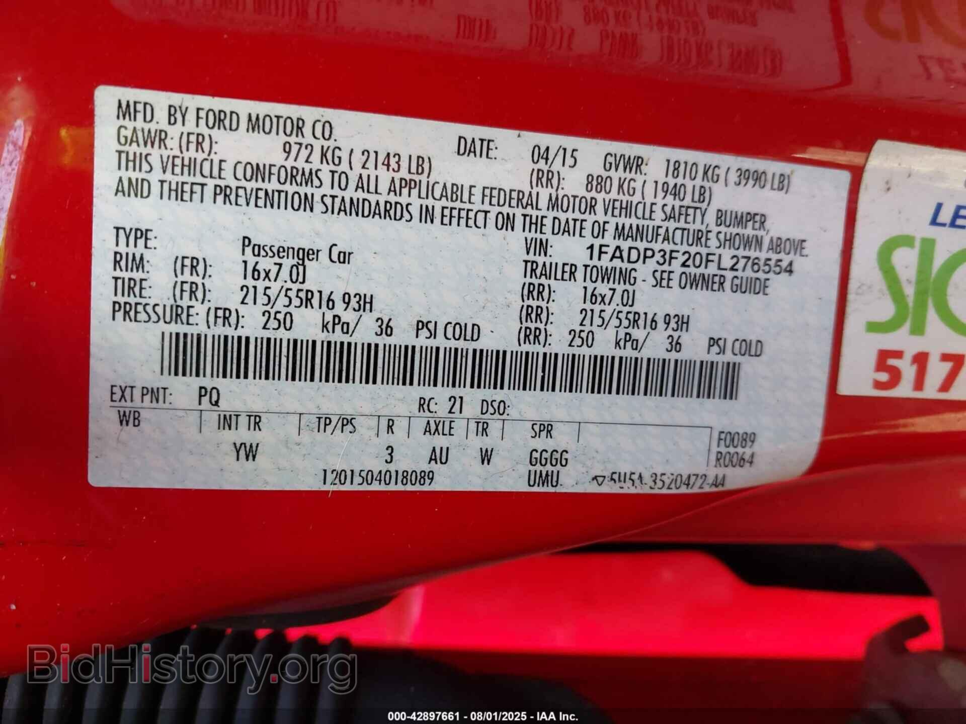 2015 FORD FOCUS - VIN: 1FADP3F20FL276554 - Фото 9