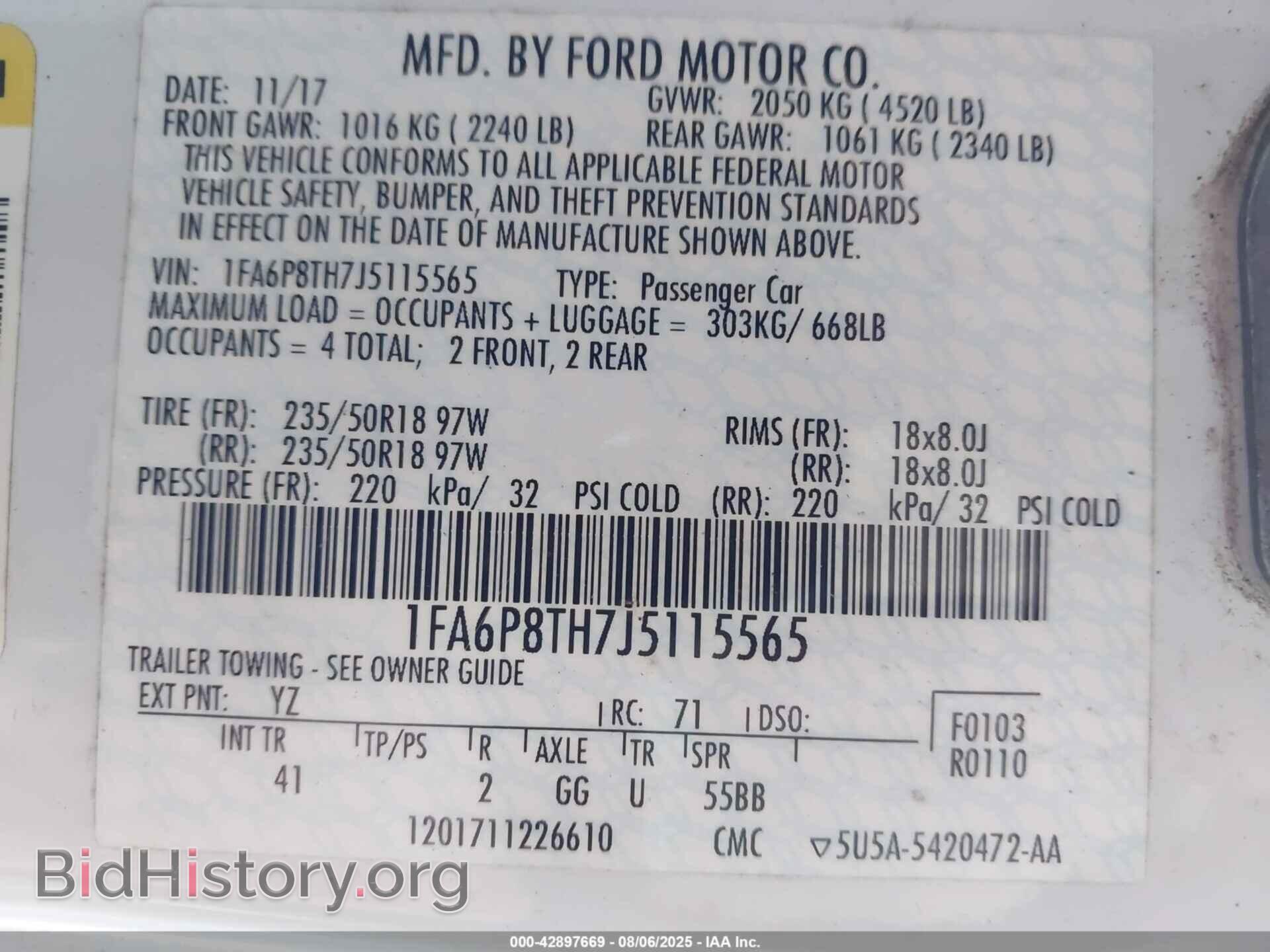 2018 FORD MUSTANG - VIN: 1FA6P8TH7J5115565 - Фото 9