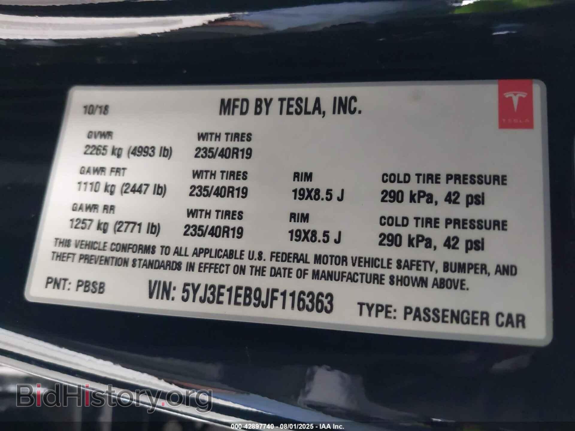 2018 TESLA MODEL 3 - VIN: 5YJ3E1EB9JF116363 - Photo 9