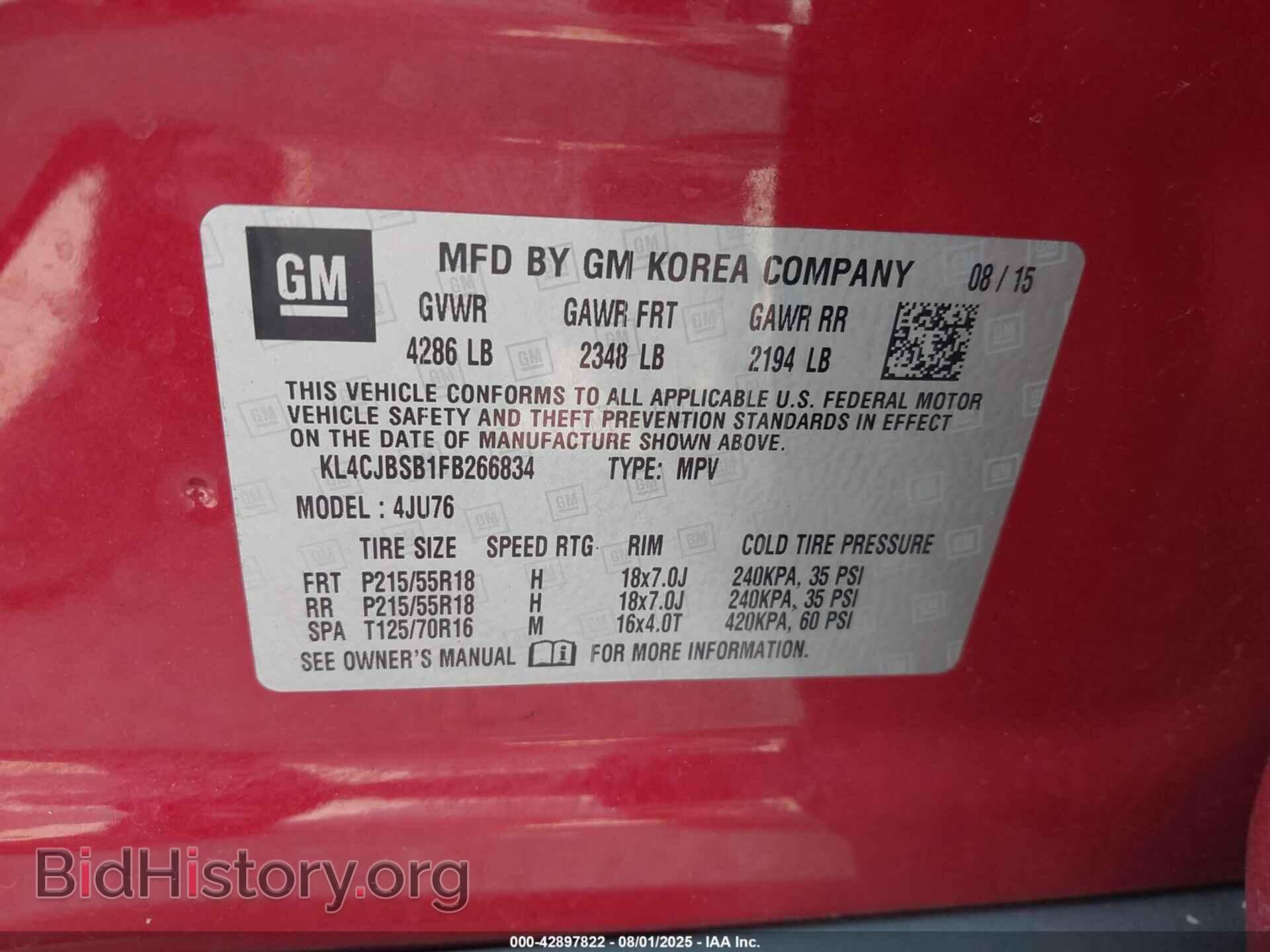 2015 BUICK ENCORE - VIN: KL4CJBSB1FB266834 - Photo 9