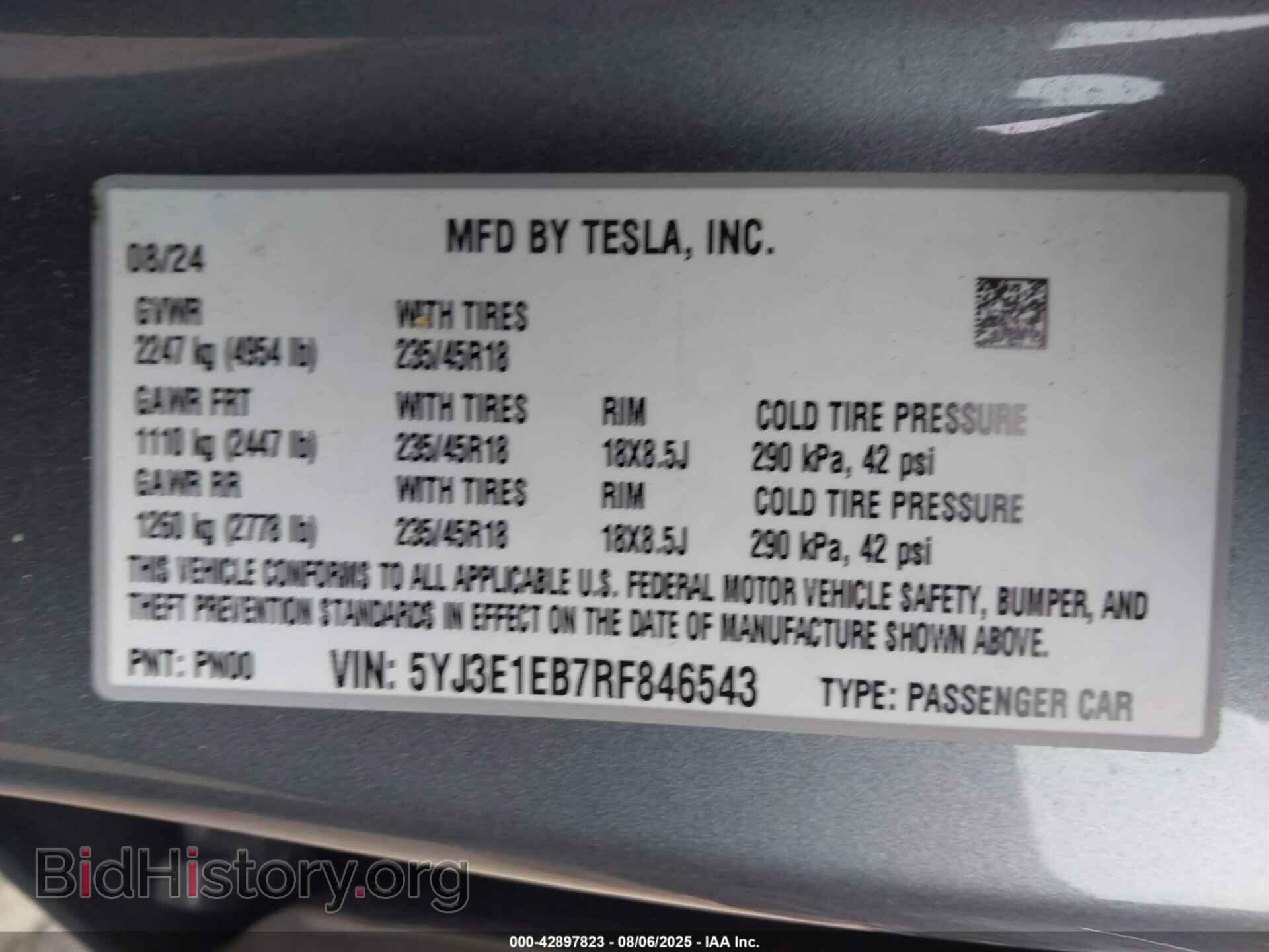 2024 TESLA MODEL 3 - VIN: 5YJ3E1EB7RF846543 - Фото 9