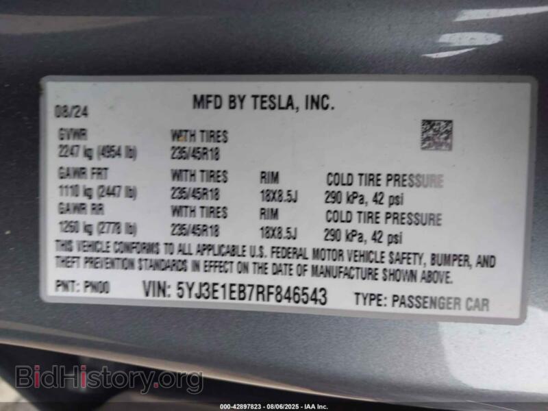 2024 Tesla MODEL 3 (VIN 5YJ3E1EB7RF846543) — photo 9 of 17