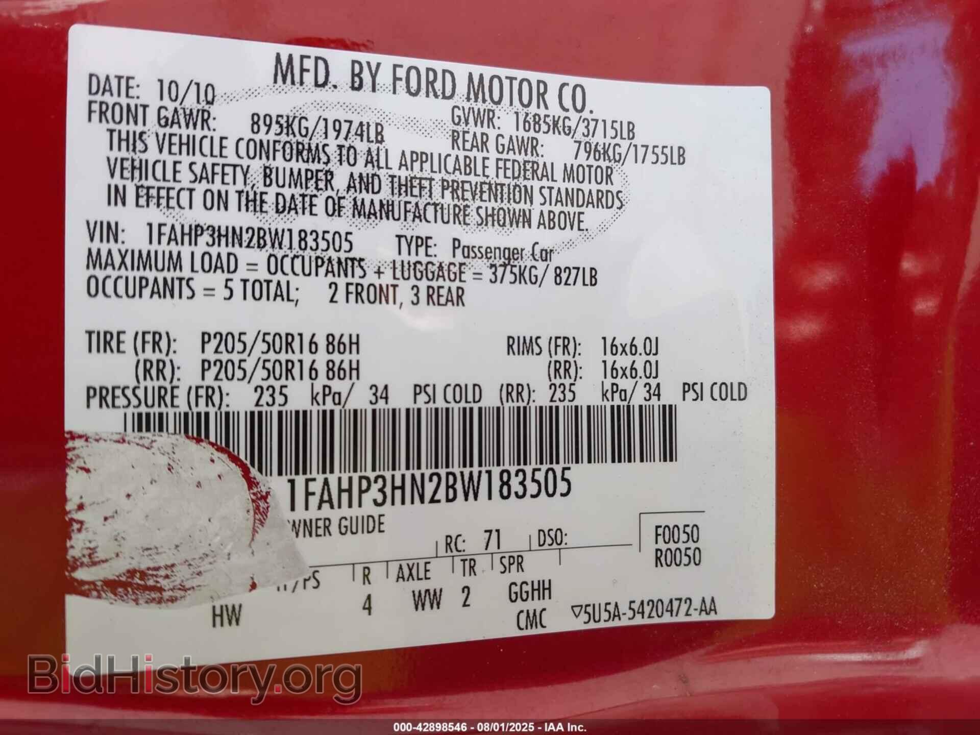 2011 FORD FOCUS - VIN: 1FAHP3HN2BW183505 - Фото 9