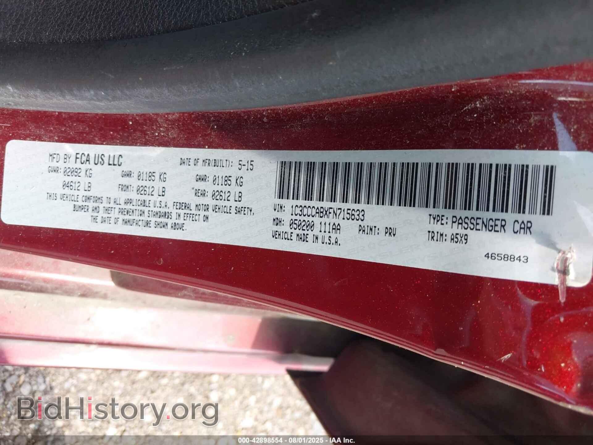 2015 CHRYSLER 200 - VIN: 1C3CCCABXFN715633 - Фото 9