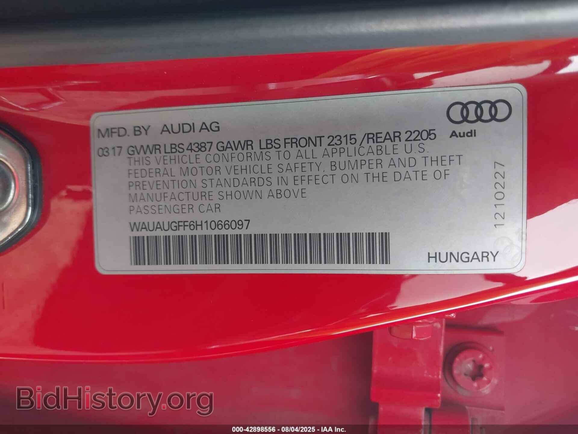 2017 AUDI A3 - VIN: WAUAUGFF6H1066097 - Фото 9