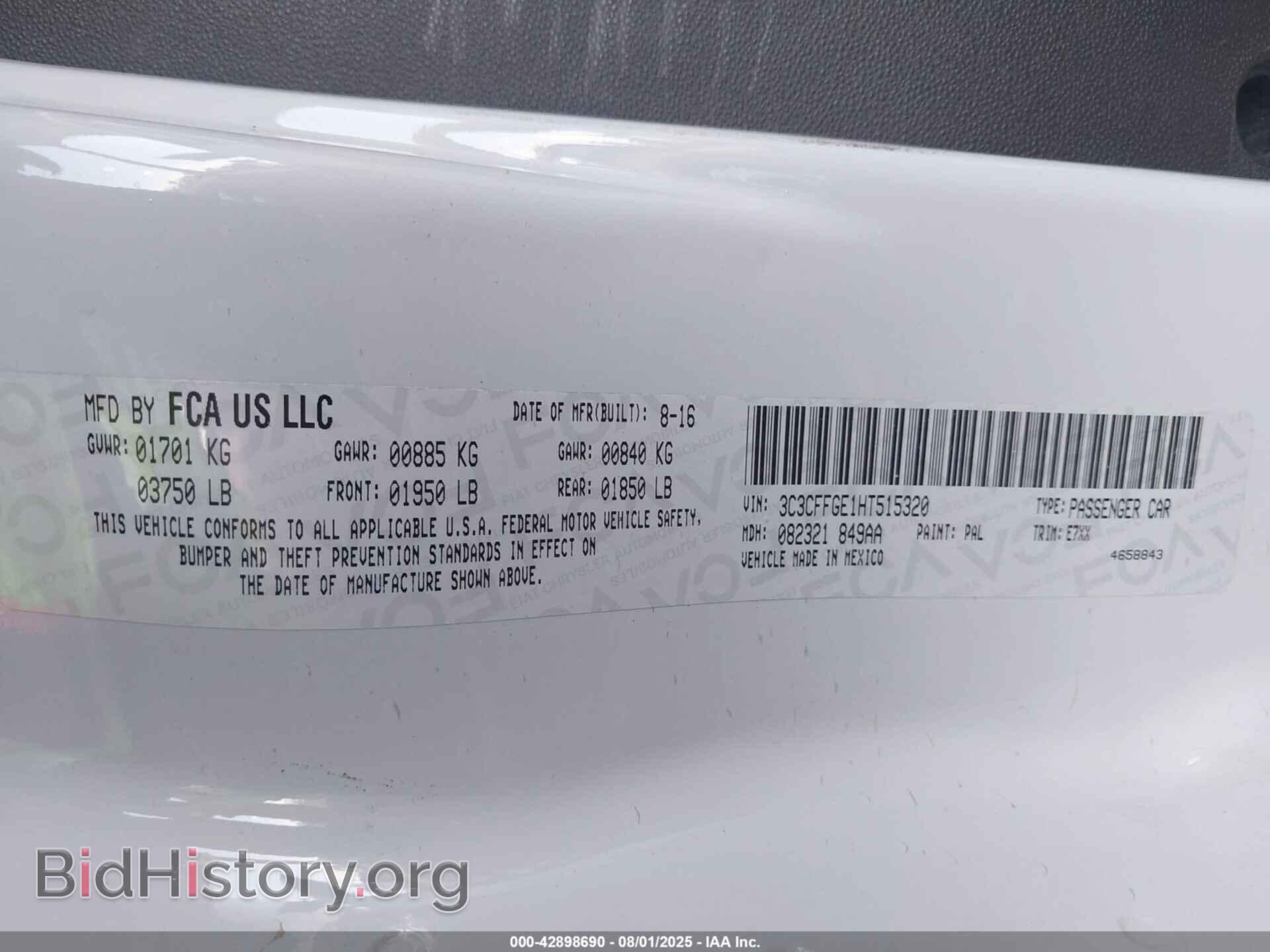 2017 FIAT 500E - VIN: 3C3CFFGE1HT515320 - Фото 9
