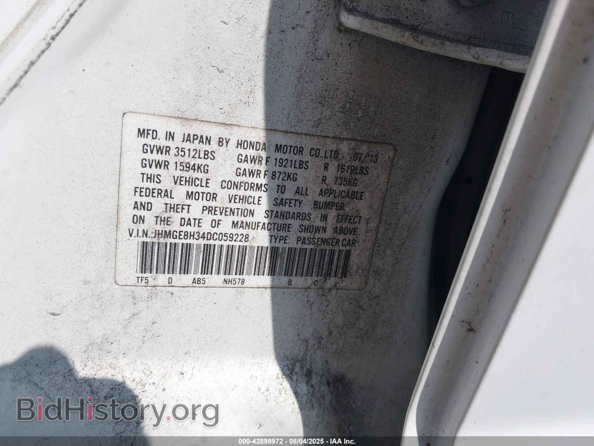2013 HONDA FIT - VIN: JHMGE8H34DC059228 - Фото 9