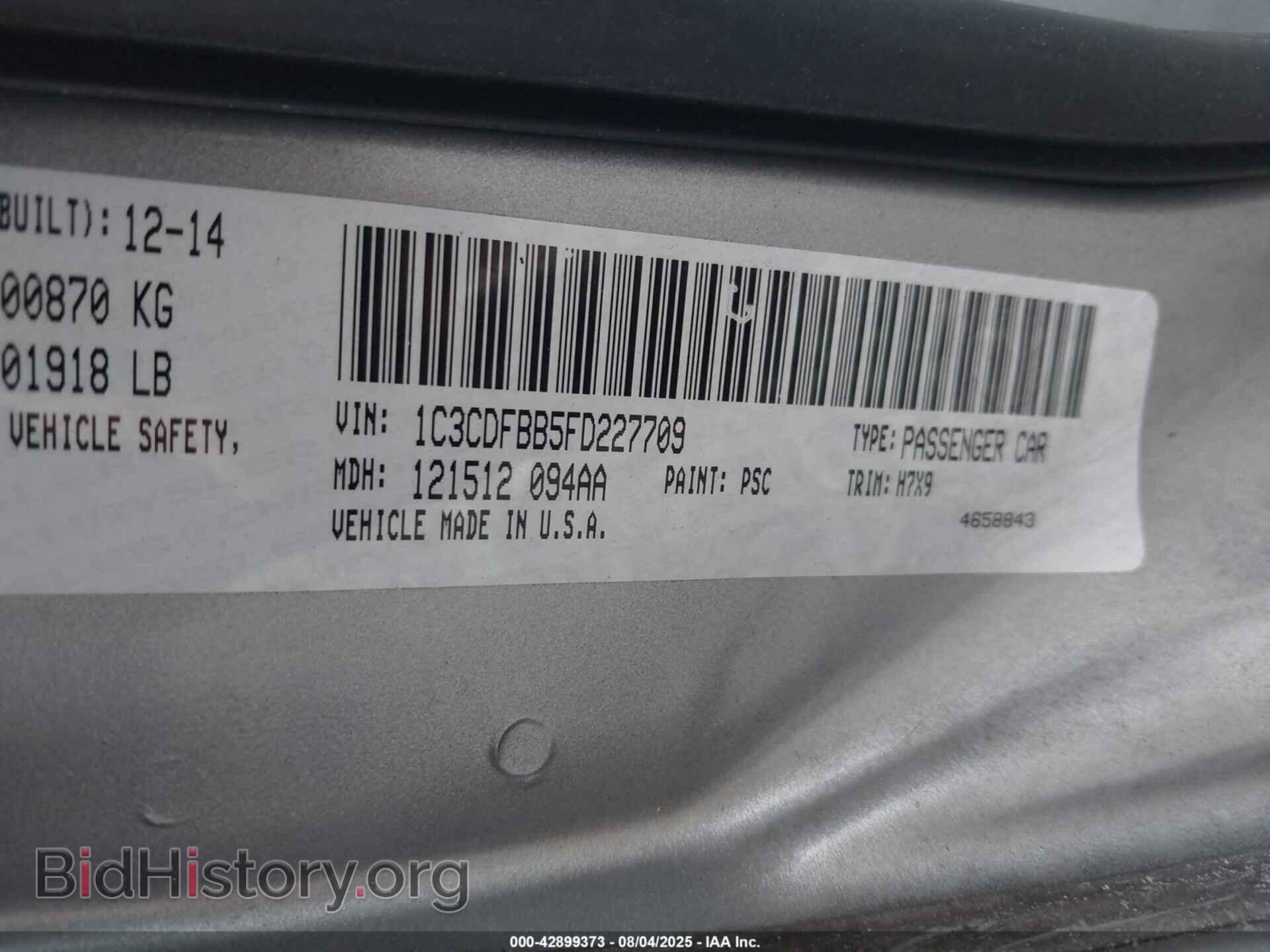 2015 DODGE DART - VIN: 1C3CDFBB5FD227709 - Photo 9
