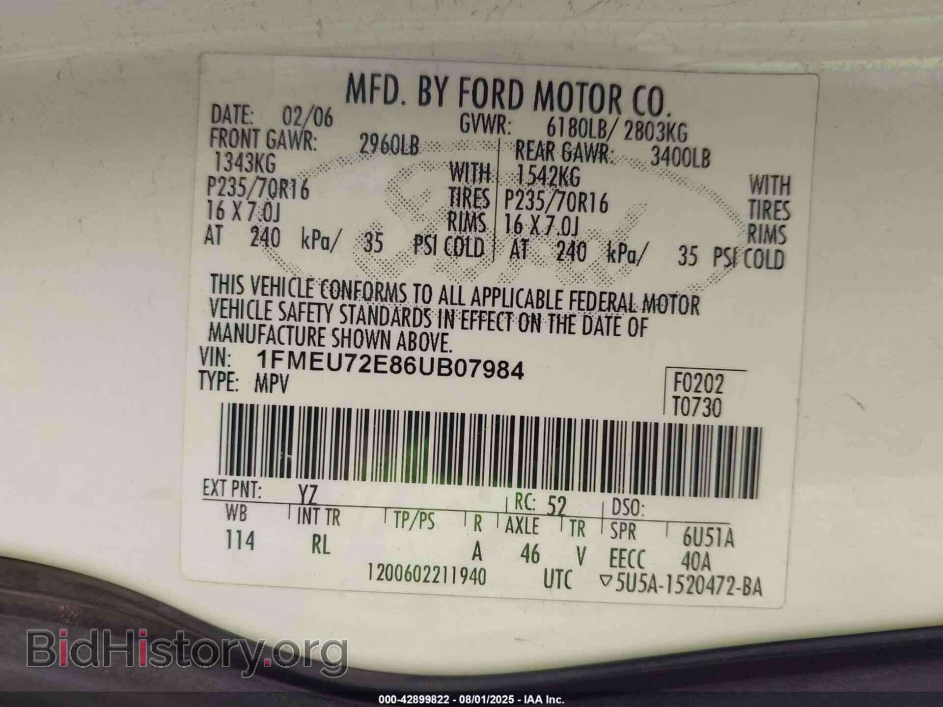 2006 FORD EXPLORER - VIN: 1FMEU72E86UB07984 - Фото 9