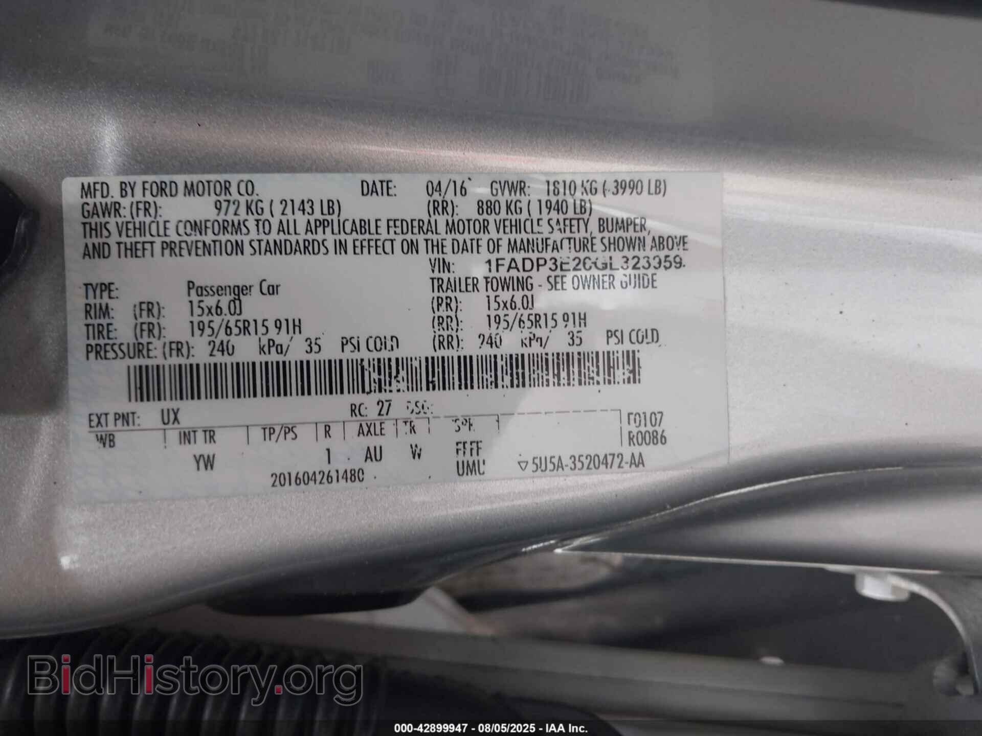 2016 FORD FOCUS - VIN: 1FADP3E26GL323959 - Фото 9