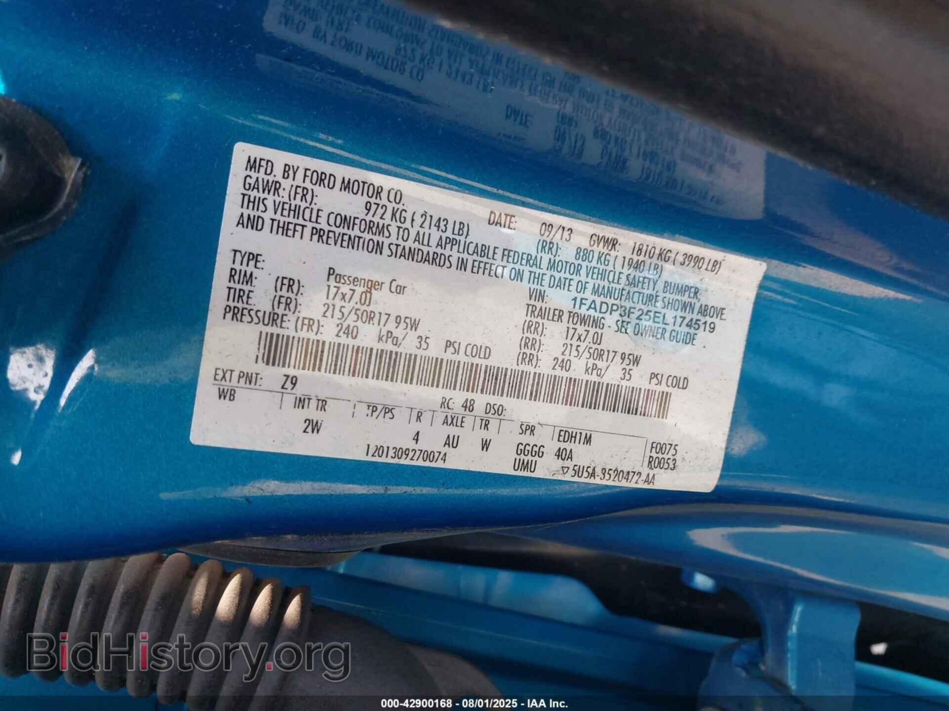 2014 FORD FOCUS - VIN: 1FADP3F25EL174519 - Фото 9
