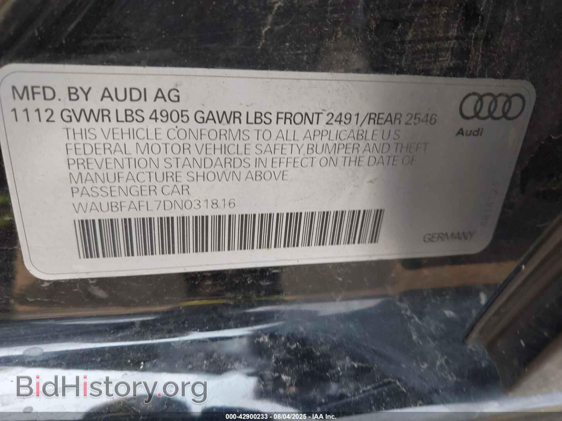 2013 AUDI A4 - VIN: WAUBFAFL7DN031816 - Photo 9