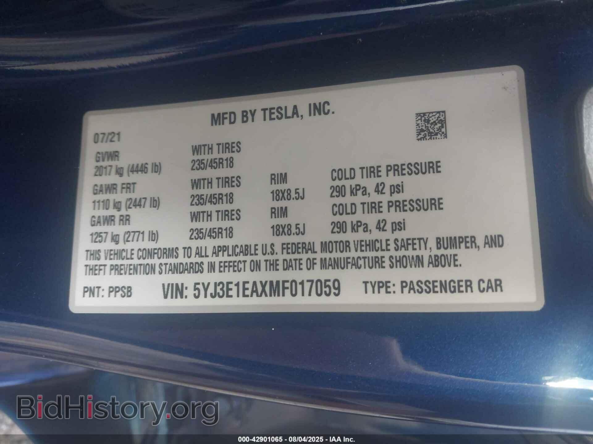 2021 TESLA MODEL 3 - VIN: 5YJ3E1EAXMF017059 - Photo 9