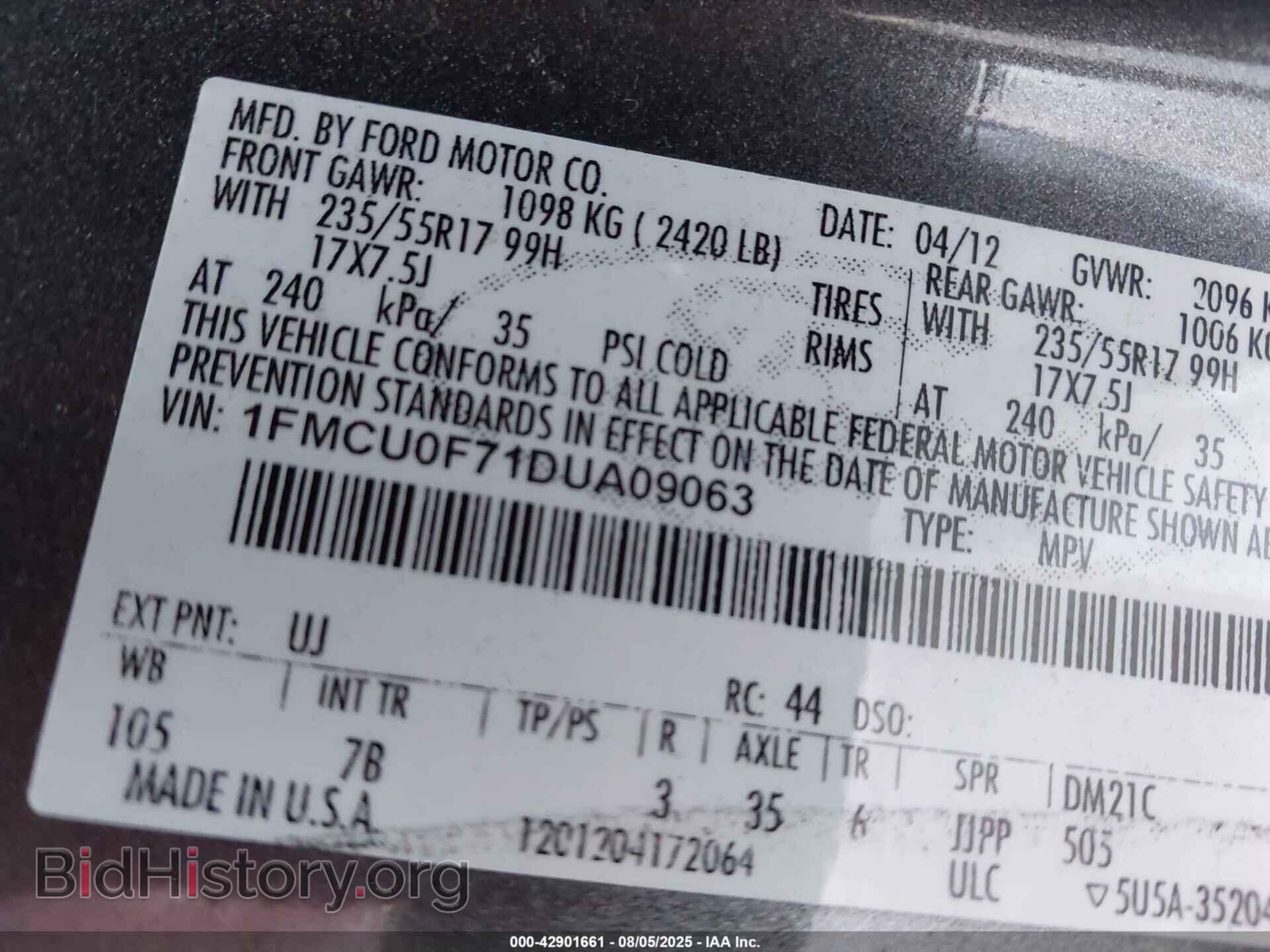 2013 FORD ESCAPE - VIN: 1FMCU0F71DUA09063 - Photo 9