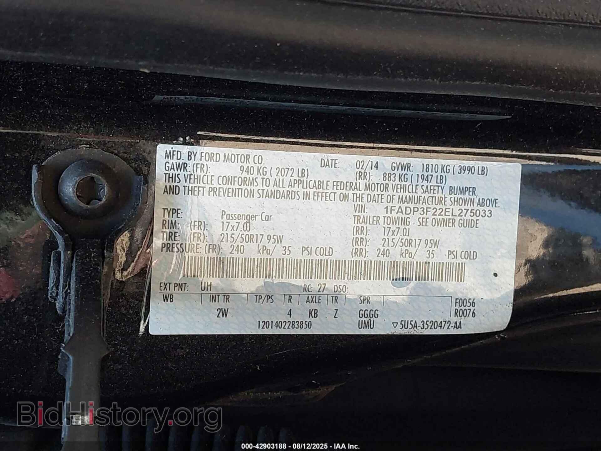 2014 FORD FOCUS - VIN: 1FADP3F22EL275033 - Фото 9