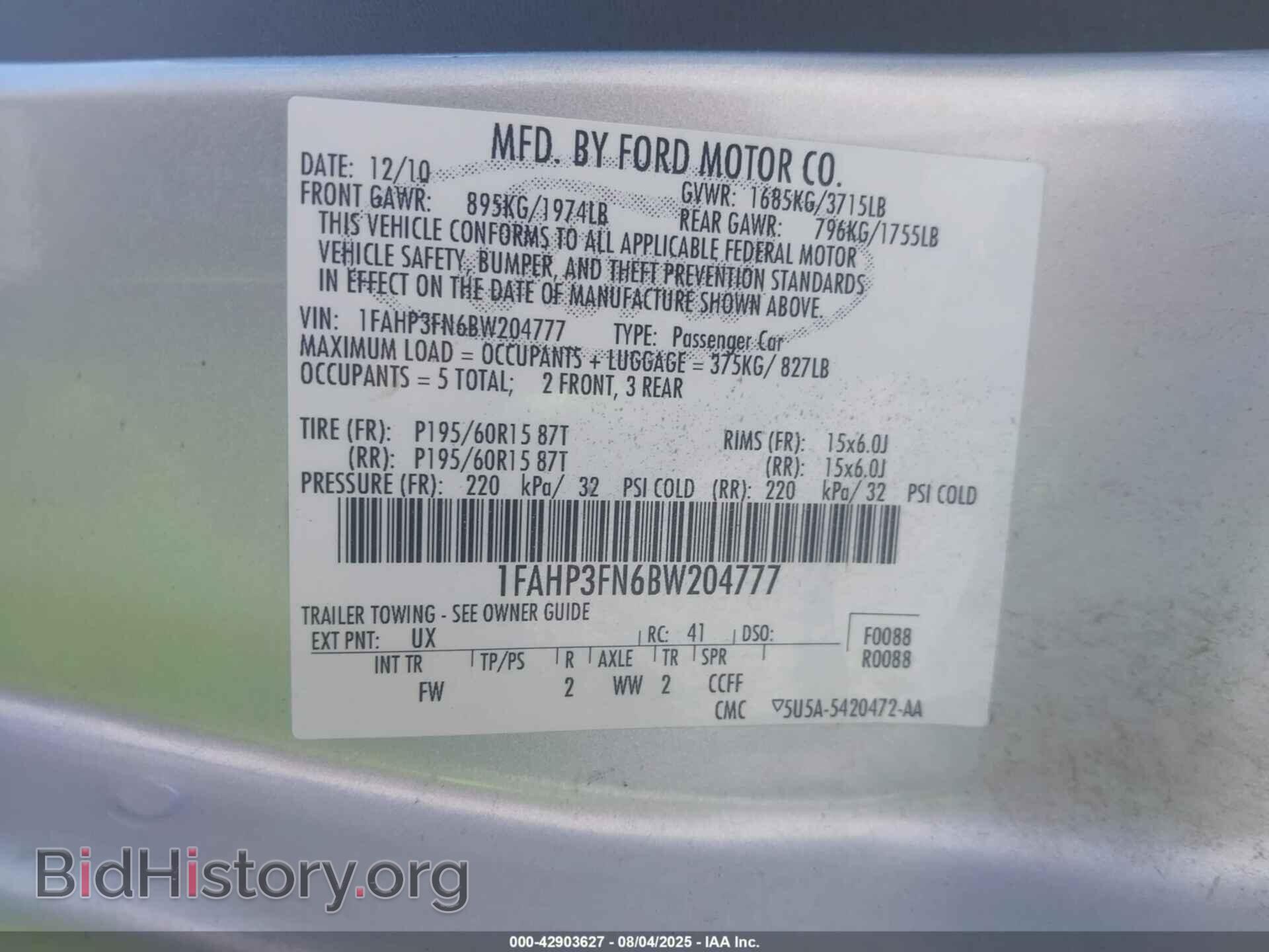2011 FORD FOCUS - VIN: 1FAHP3FN6BW204777 - Фото 9
