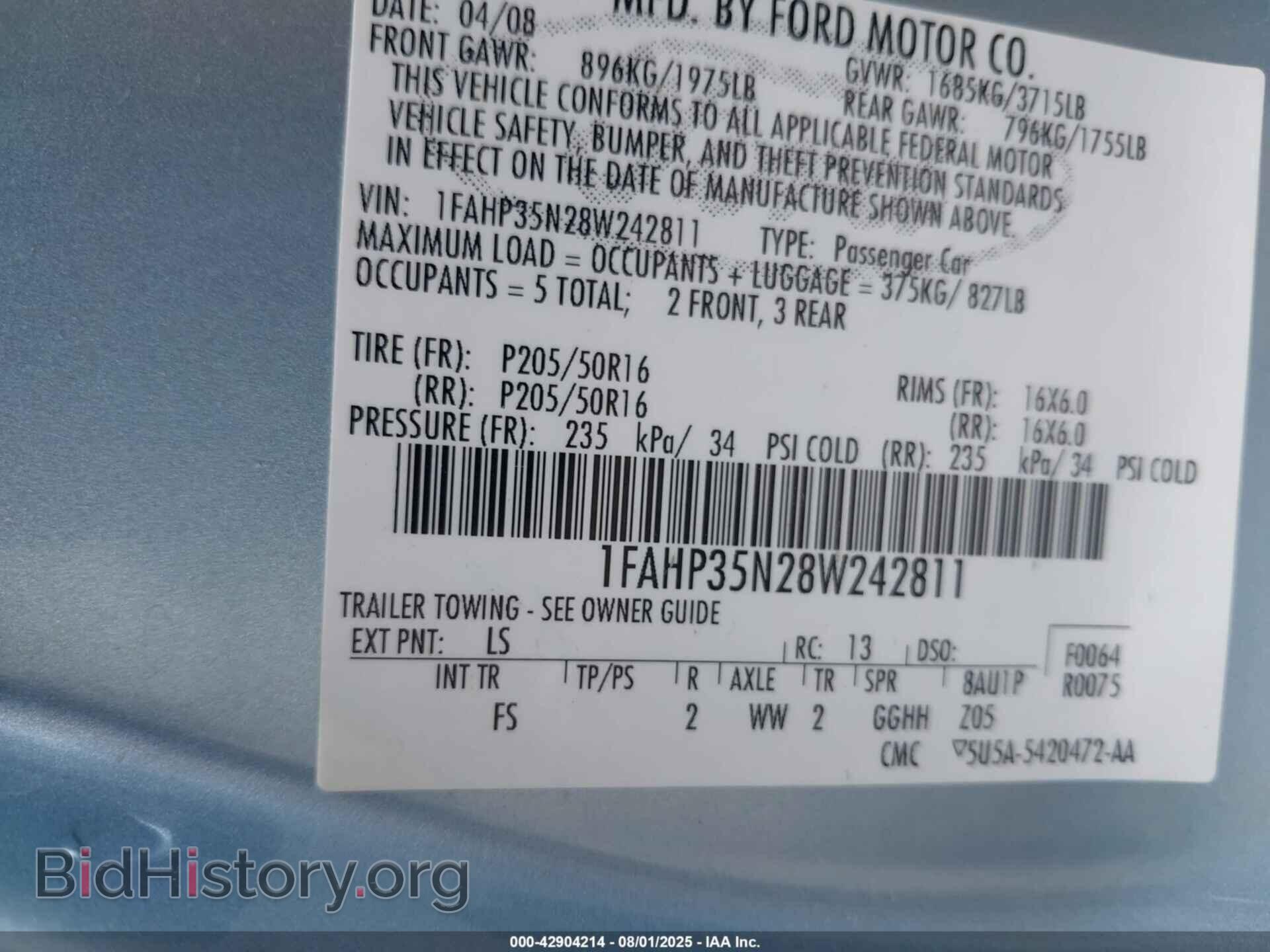 2008 FORD FOCUS - VIN: 1FAHP35N28W242811 - Фото 9