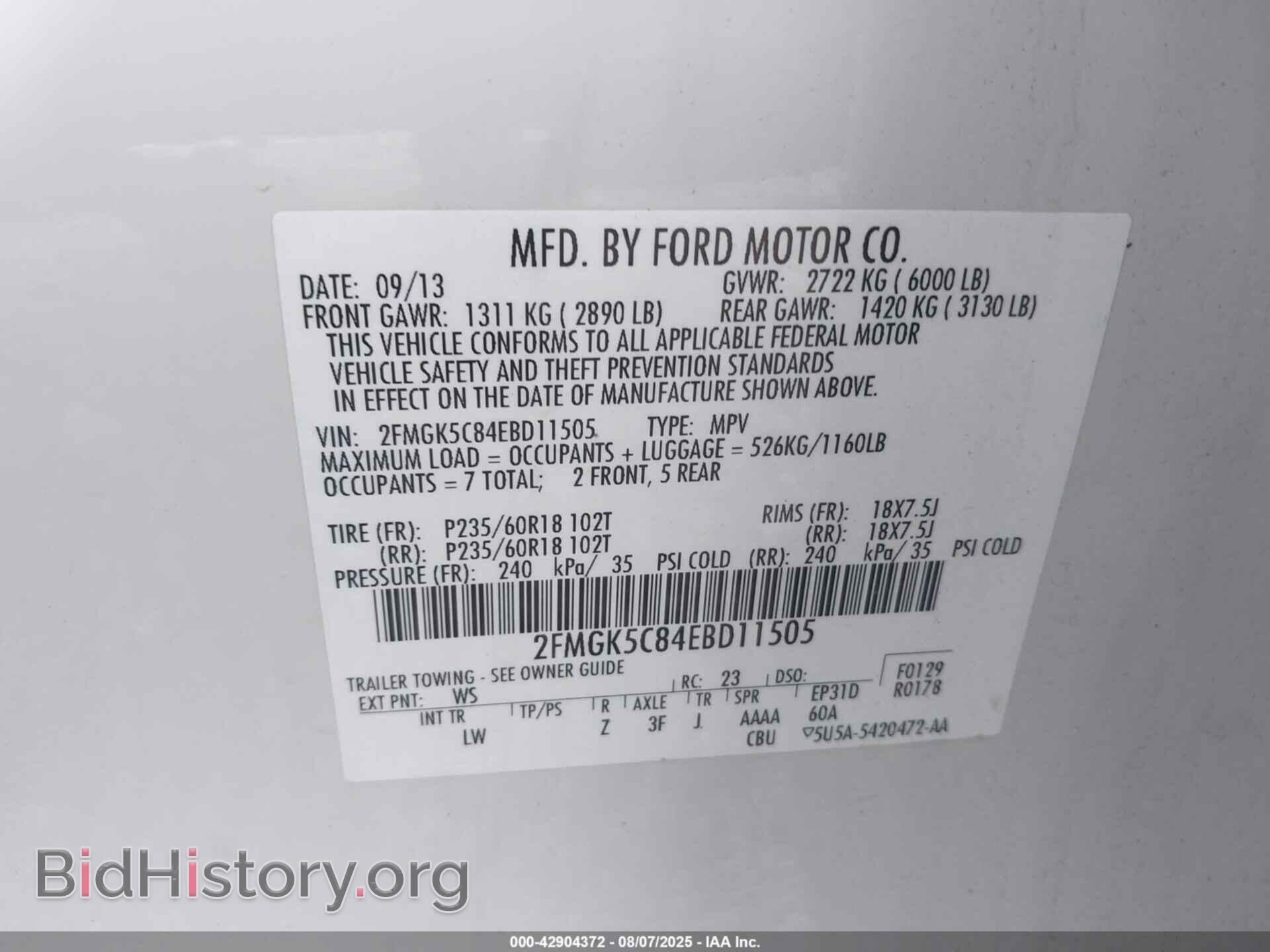 2014 FORD FLEX - VIN: 2FMGK5C84EBD11505 - Photo 9