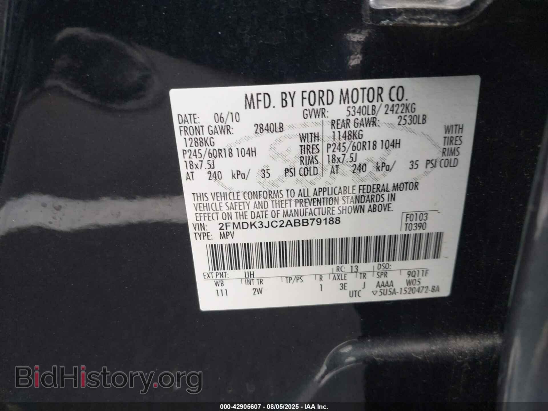2010 FORD EDGE - VIN: 2FMDK3JC2ABB79188 - Photo 9