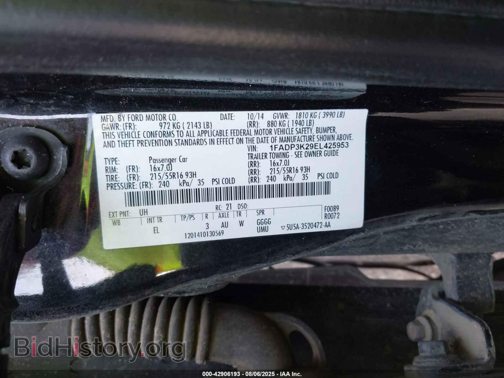 2014 FORD FOCUS - VIN: 1FADP3K29EL425953 - Фото 9
