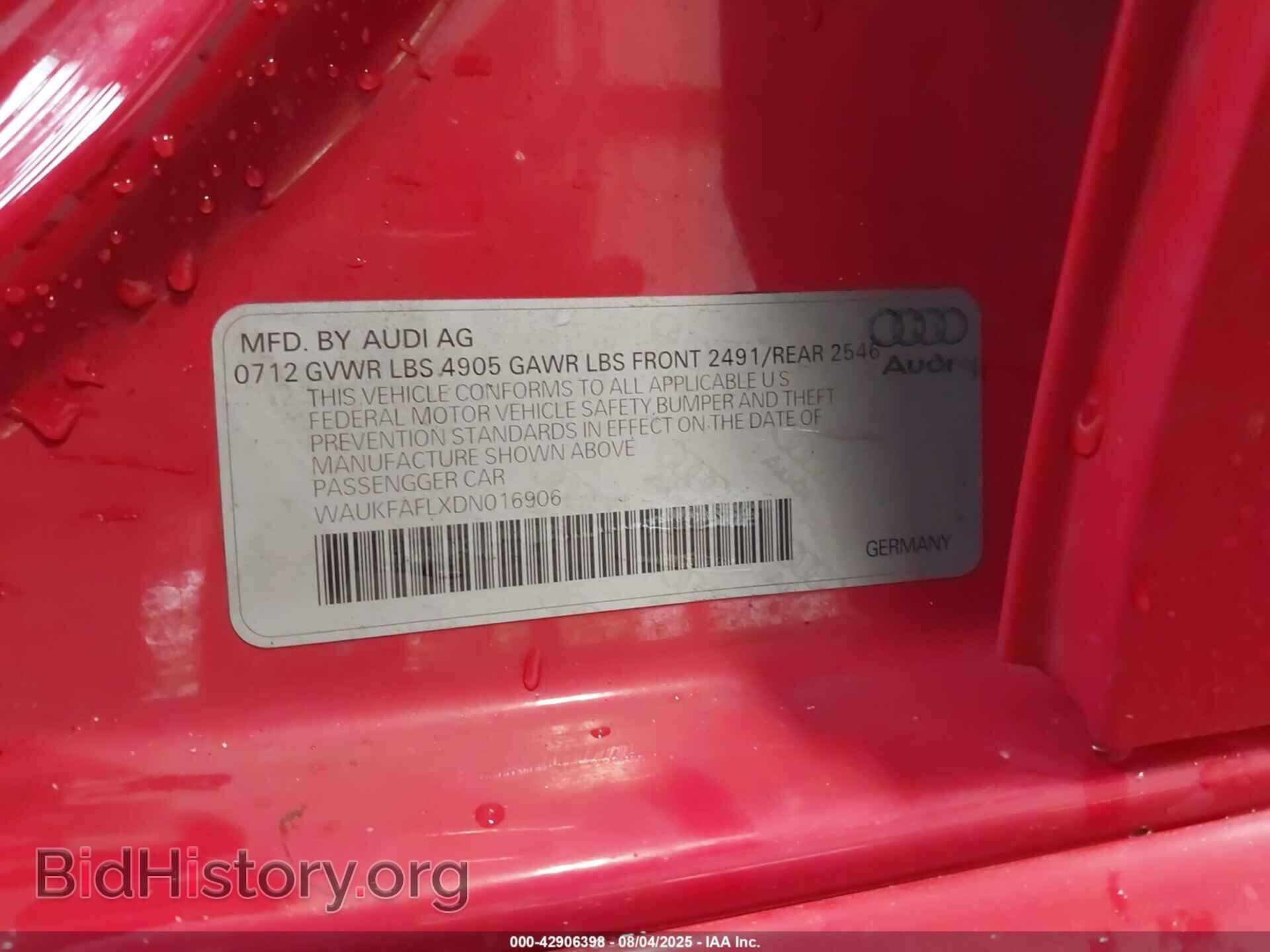 2013 AUDI A4 - VIN: WAUKFAFLXDN016906 - Фото 9