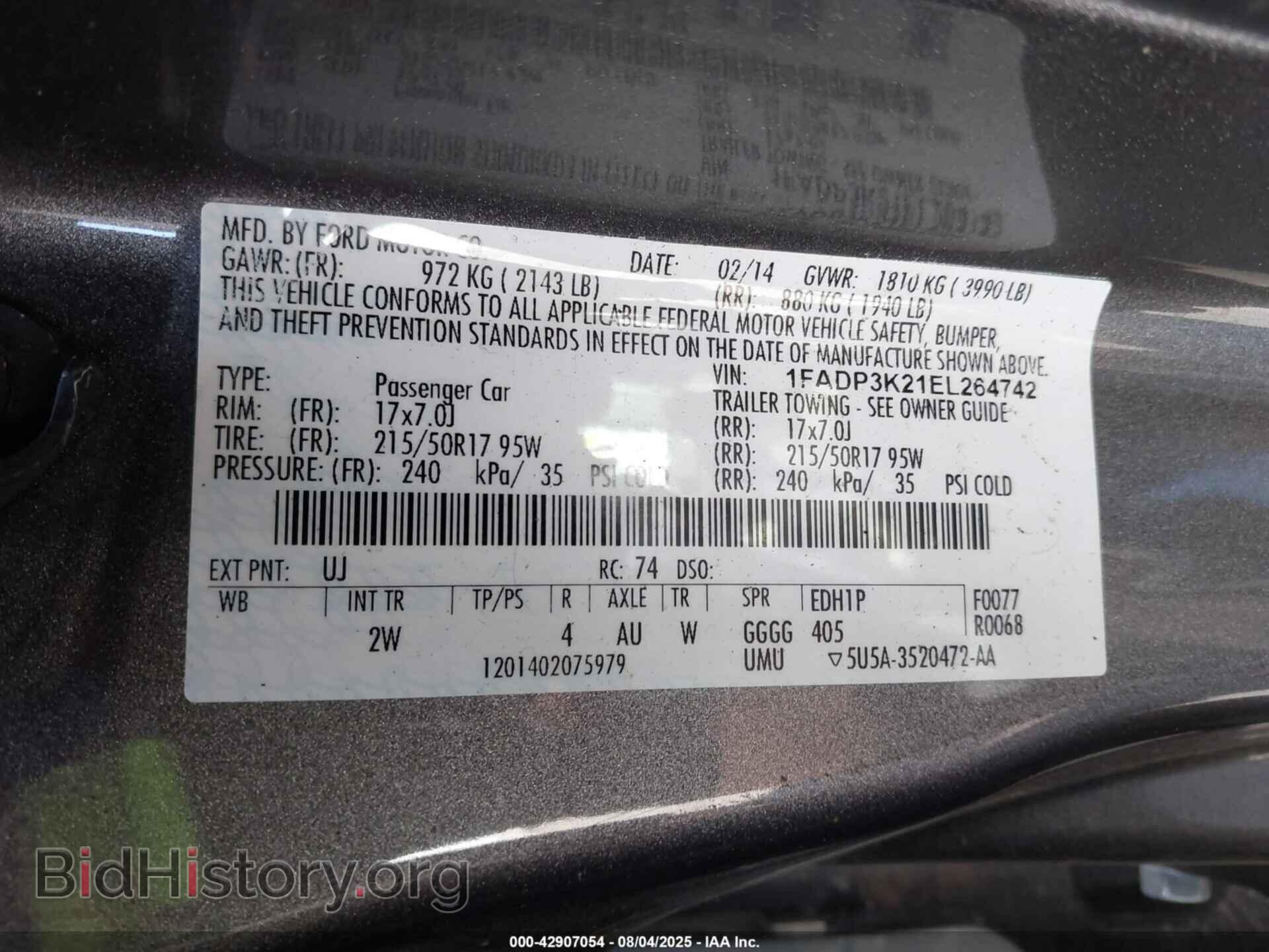 2014 FORD FOCUS - VIN: 1FADP3K21EL264742 - Фото 9