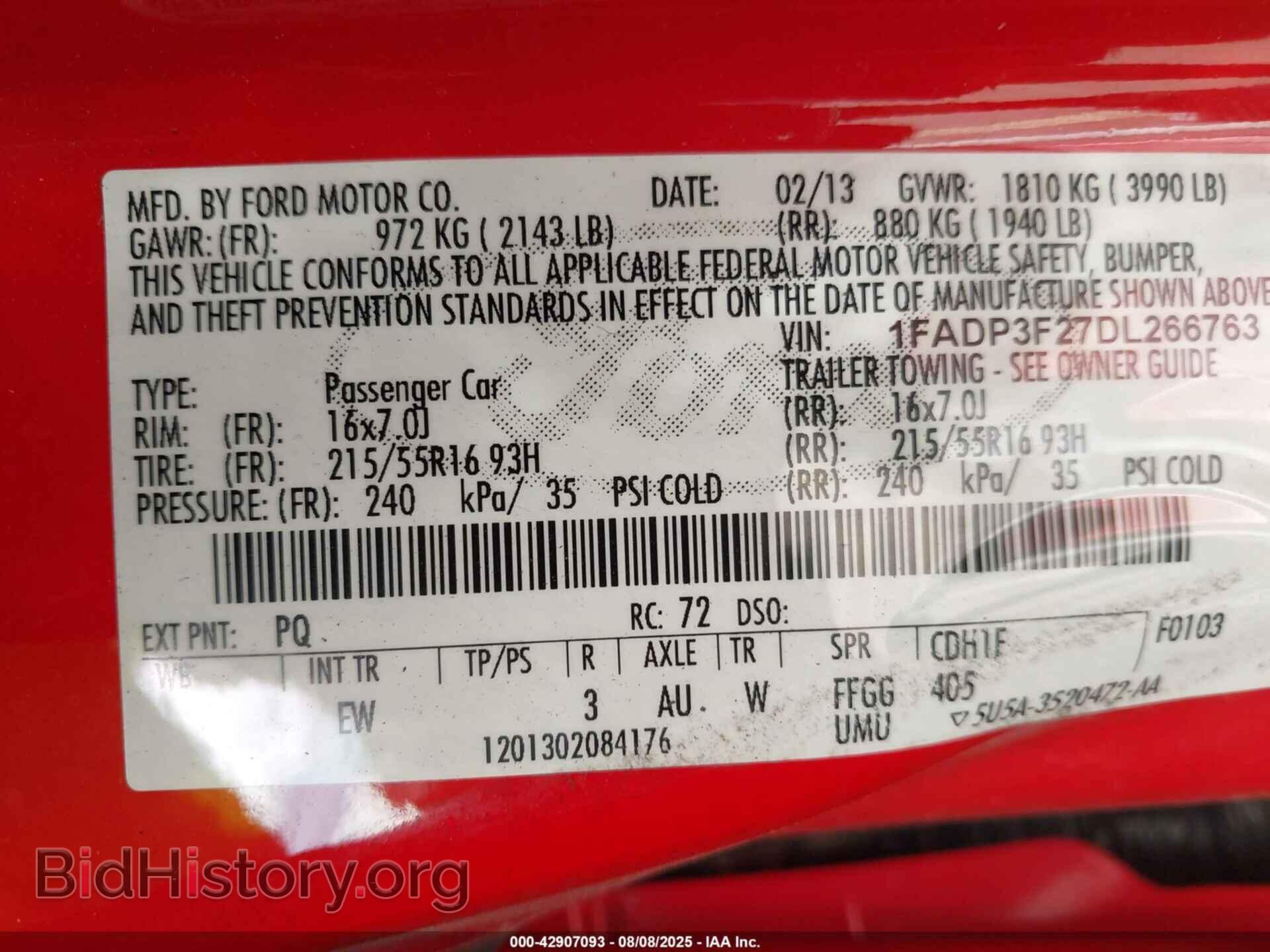 2013 FORD FOCUS - VIN: 1FADP3F27DL266763 - Фото 9