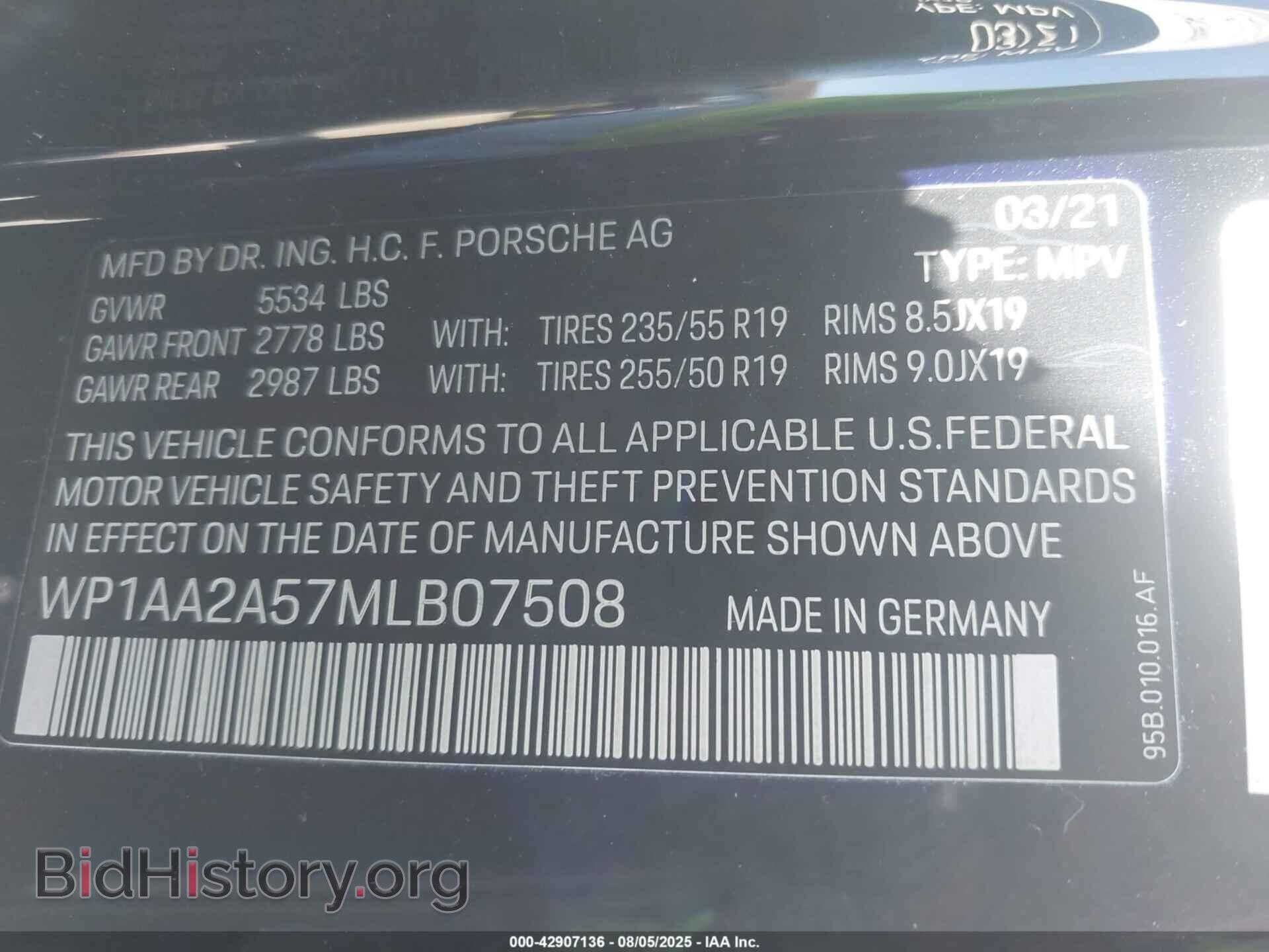 2021 PORSCHE MACAN - VIN: WP1AA2A57MLB07508 - Фото 9