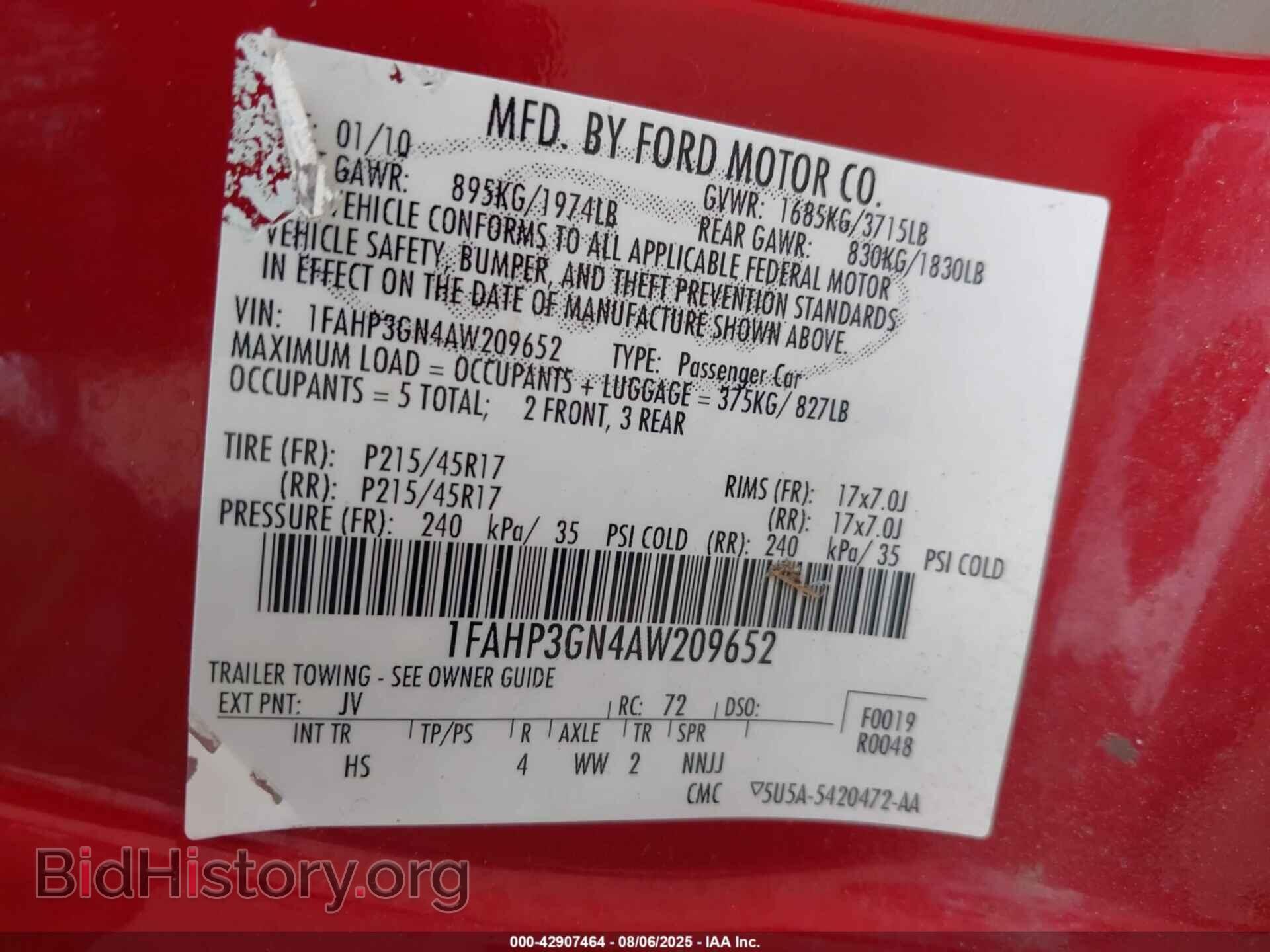 2010 FORD FOCUS - VIN: 1FAHP3GN4AW209652 - Фото 9