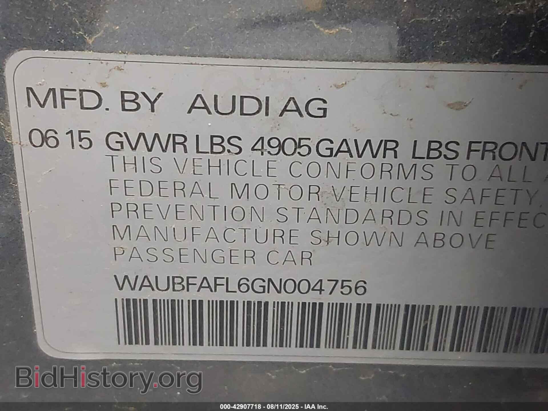 2016 AUDI A4 - VIN: WAUBFAFL6GN004756 - Photo 9