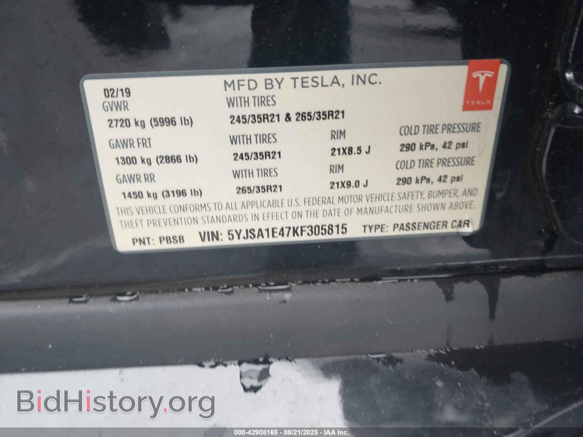 2019 TESLA MODEL S - VIN: 5YJSA1E47KF305815 - Photo 9