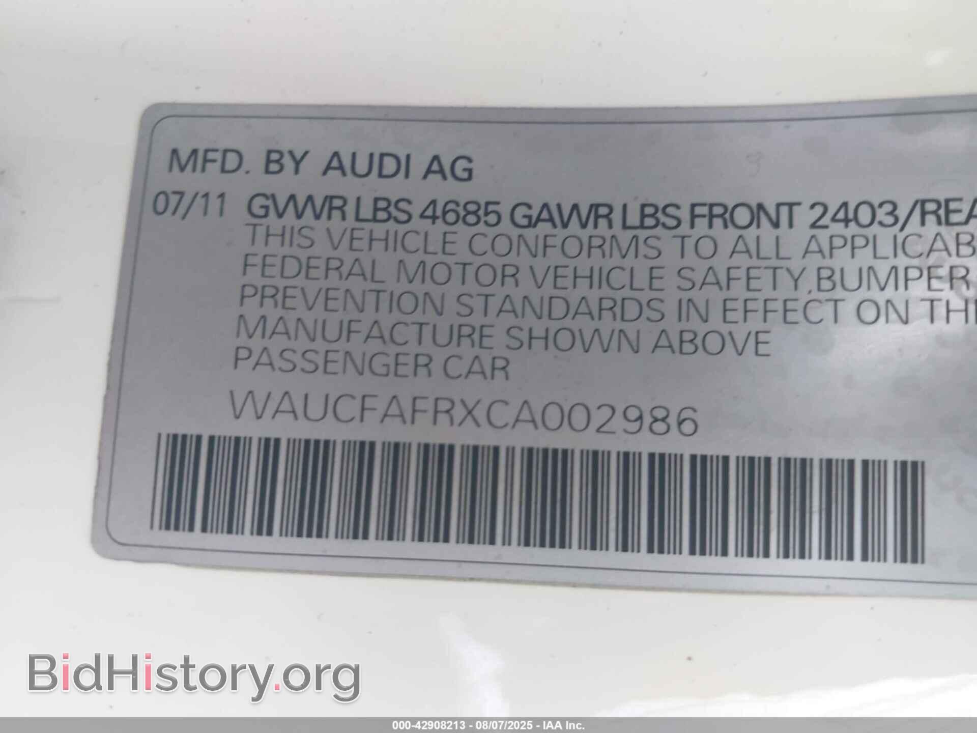 2012 AUDI A5 - VIN: WAUCFAFRXCA002986 - Photo 9