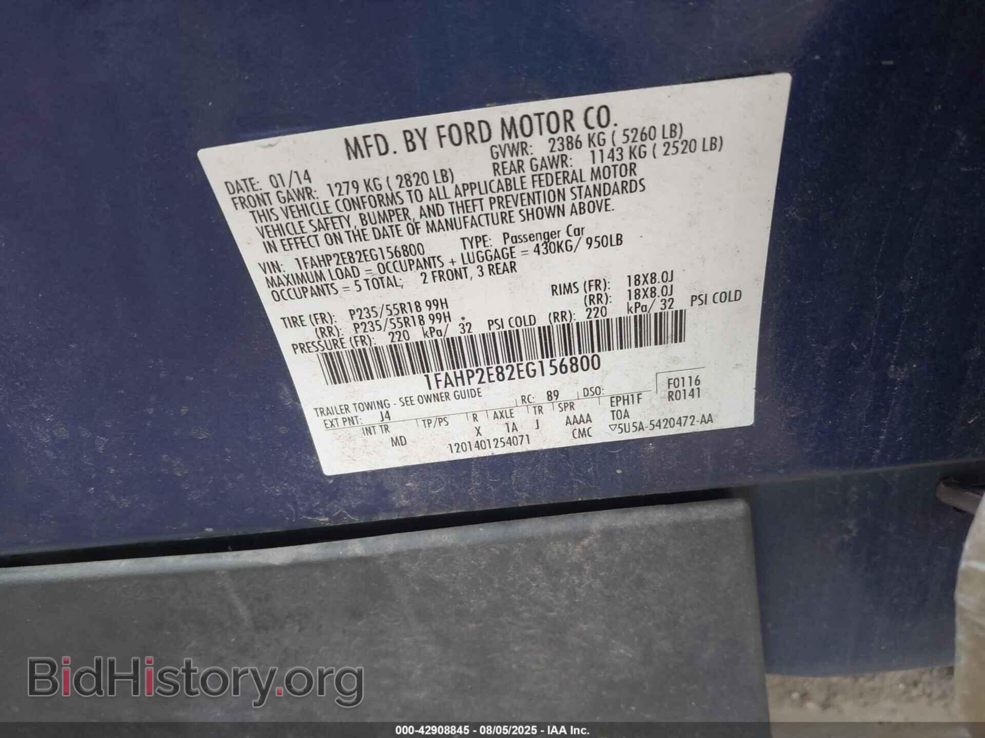2014 FORD TAURUS - VIN: 1FAHP2E82EG156800 - Фото 9