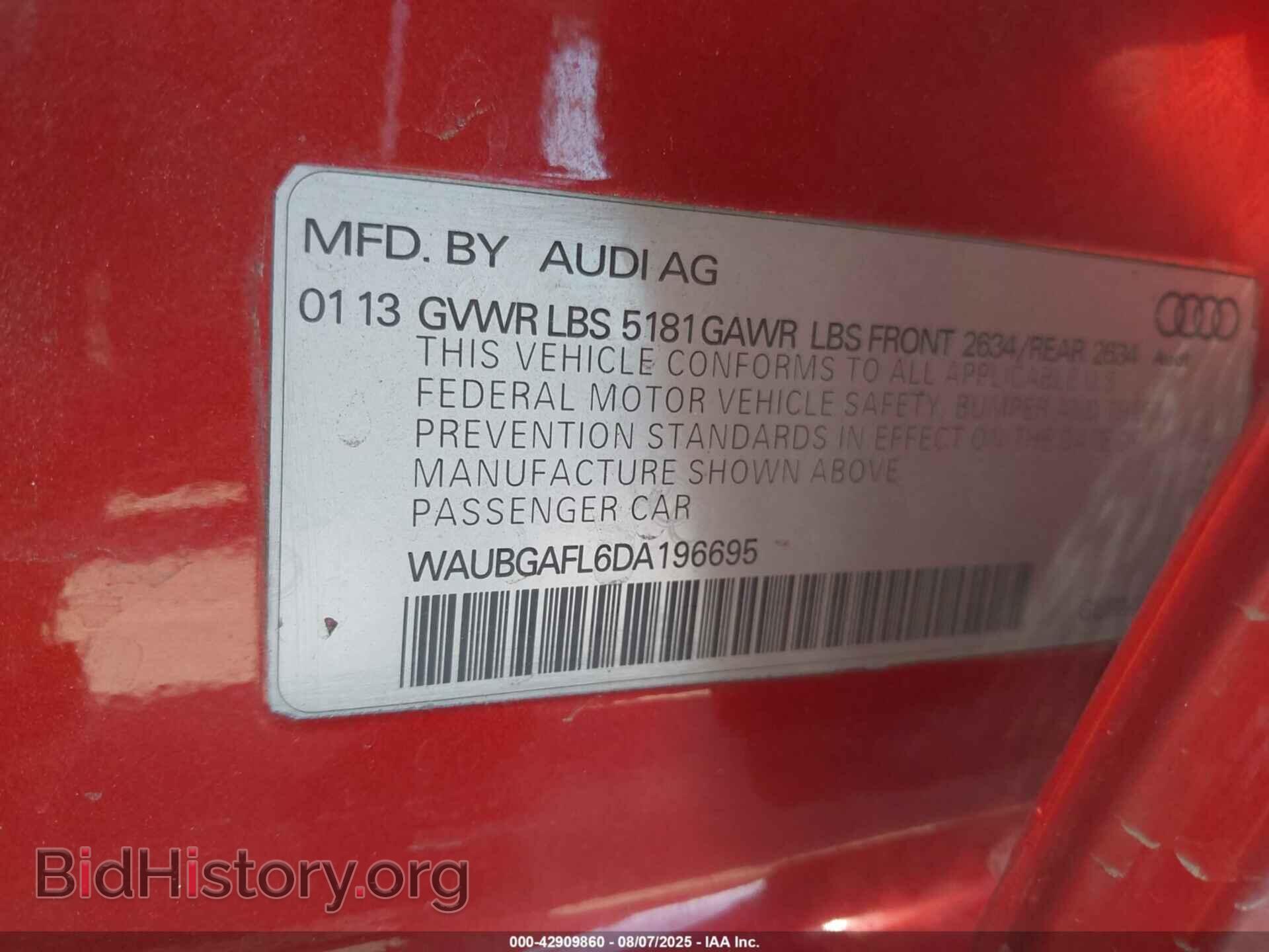 2013 AUDI S4 - VIN: WAUBGAFL6DA196695 - Фото 9