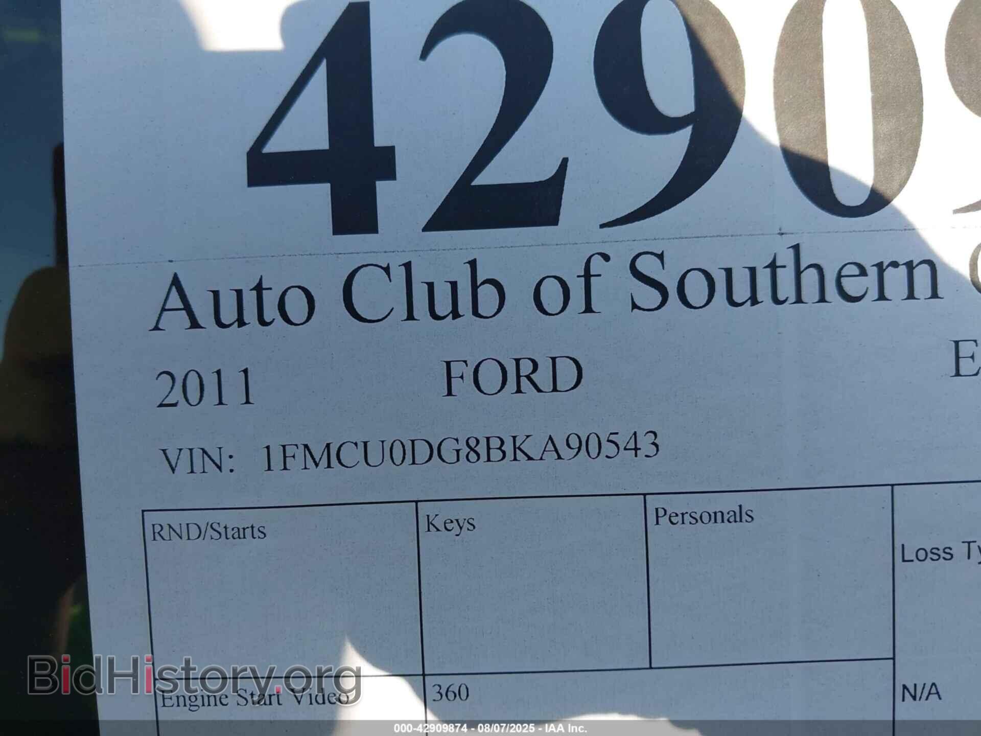 2011 FORD ESCAPE - VIN: 1FMCU0DG8BKA90543 - Фото 9